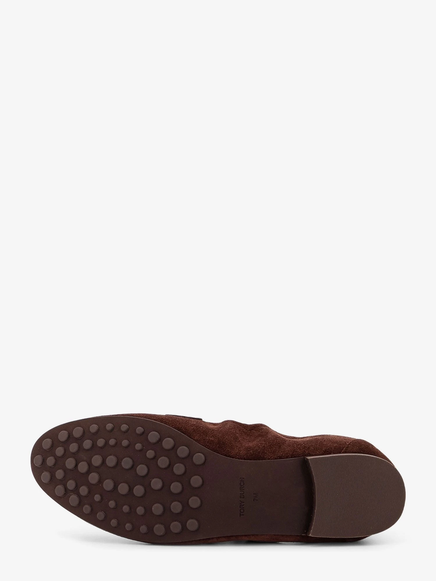 Suede loafer with metal logo detail.webp