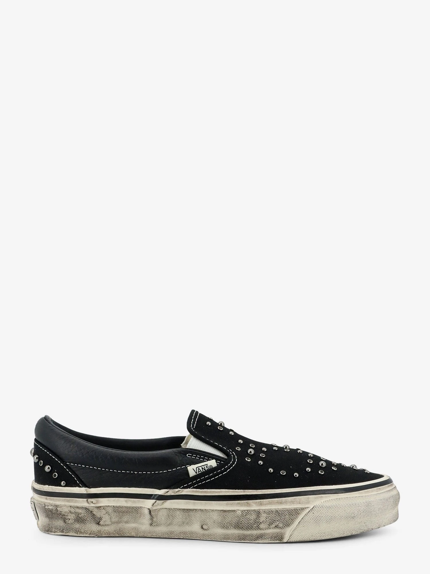 Lx classic slip on 98 canvas and leather sneakers with all-over metal beads.webp