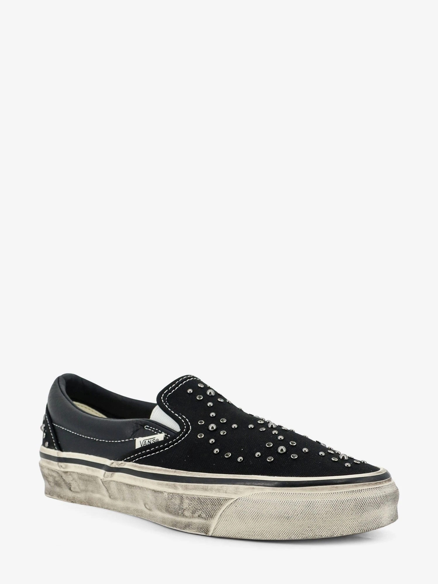 Lx classic slip on 98 canvas and leather sneakers with all-over metal beads.webp