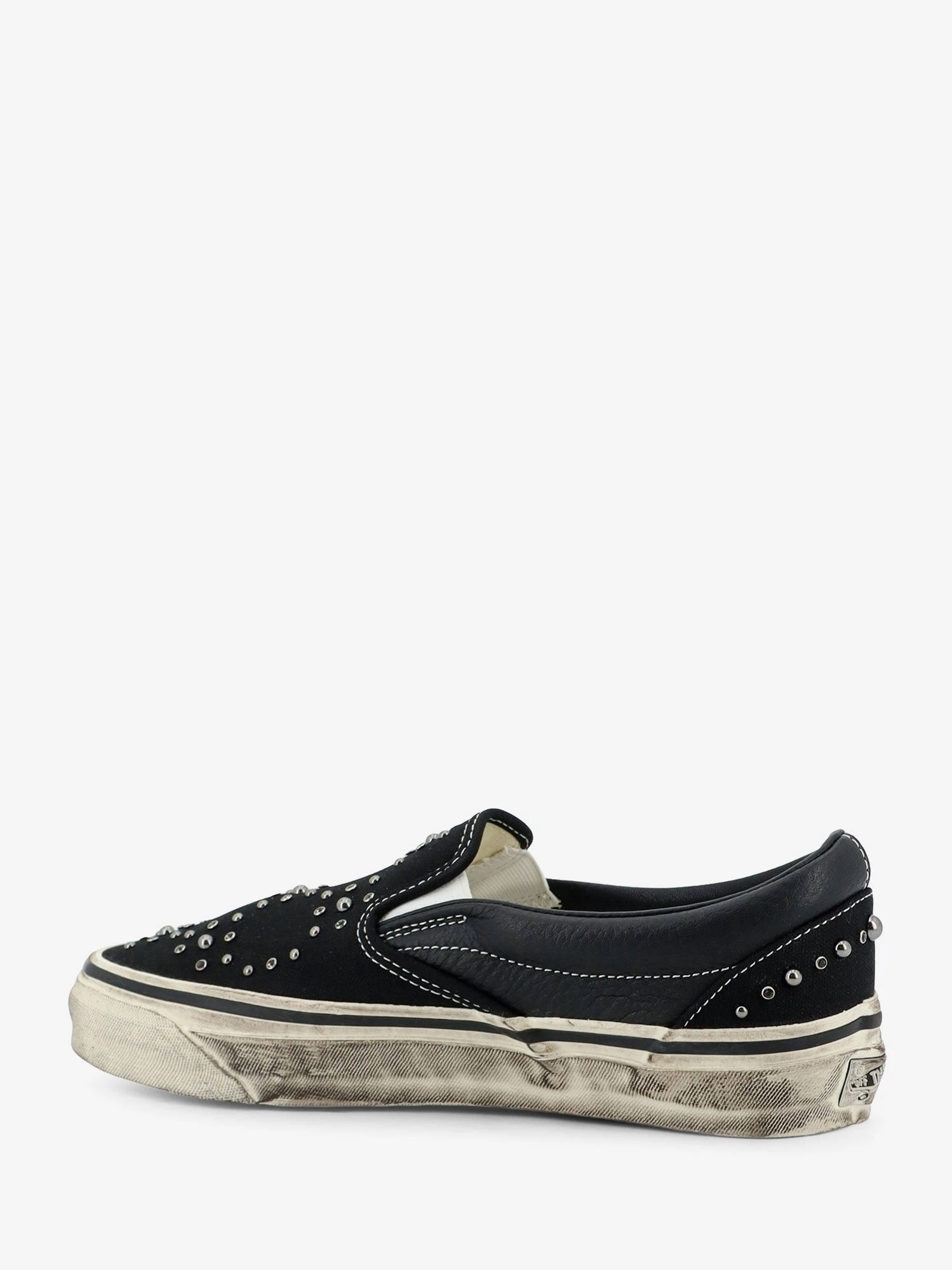 Lx classic slip on 98 canvas and leather sneakers with all-over metal beads.webp