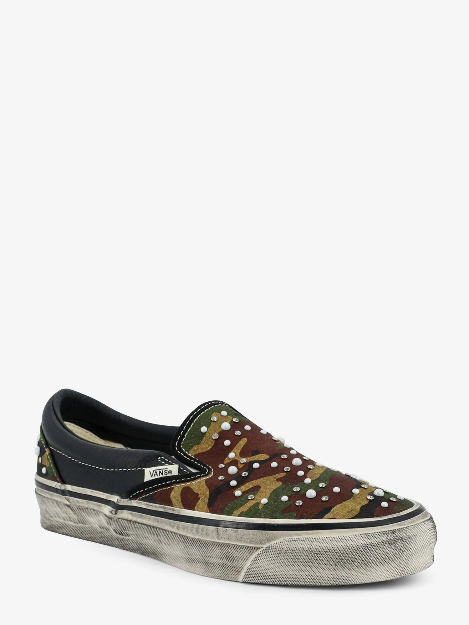 LX Classic Slip-On 98 canvas and leather sneakers with all-over metal beads.webp
