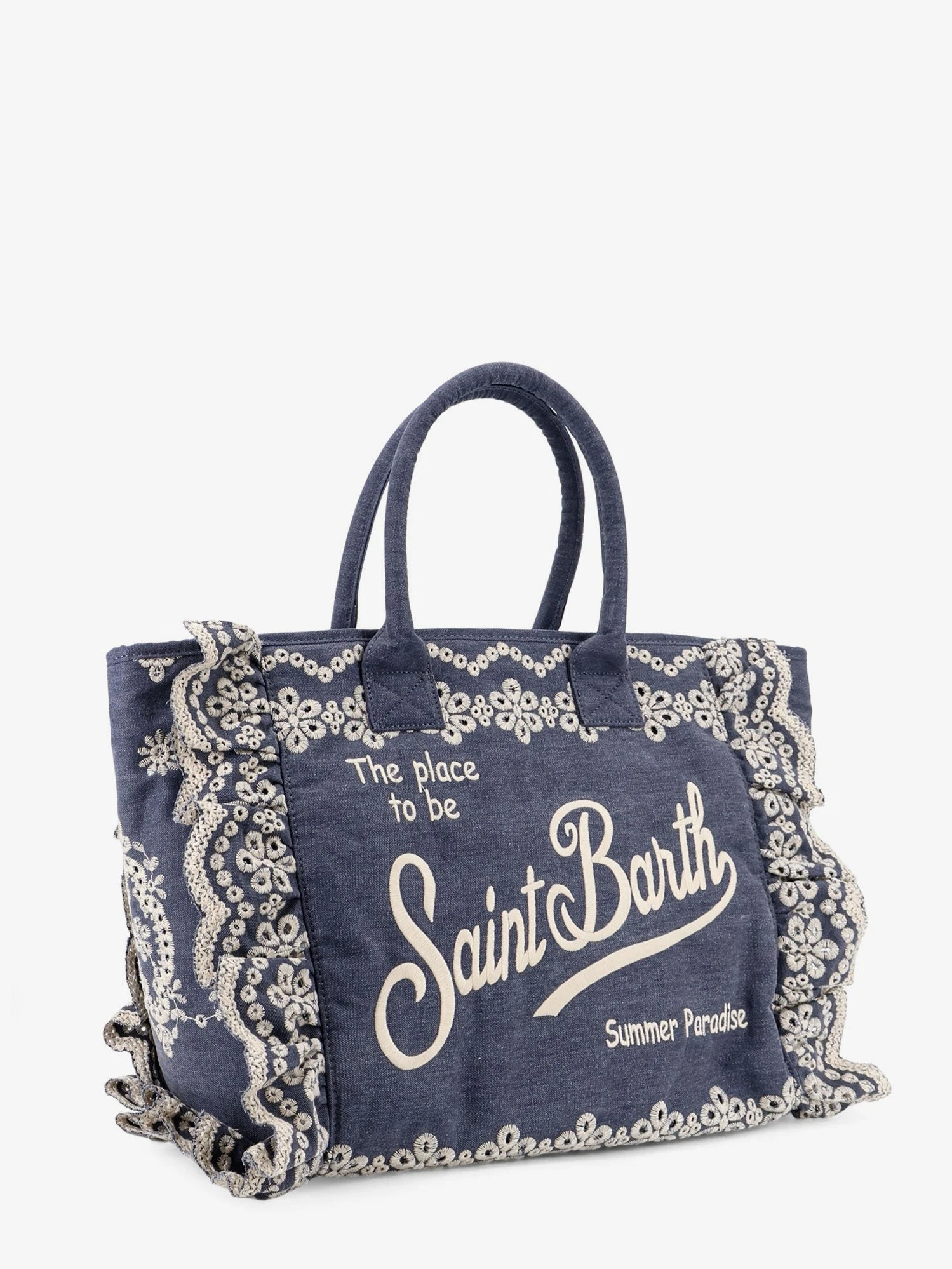 Vanity Volant canvas handbag with Sangallo embroidery.webp
