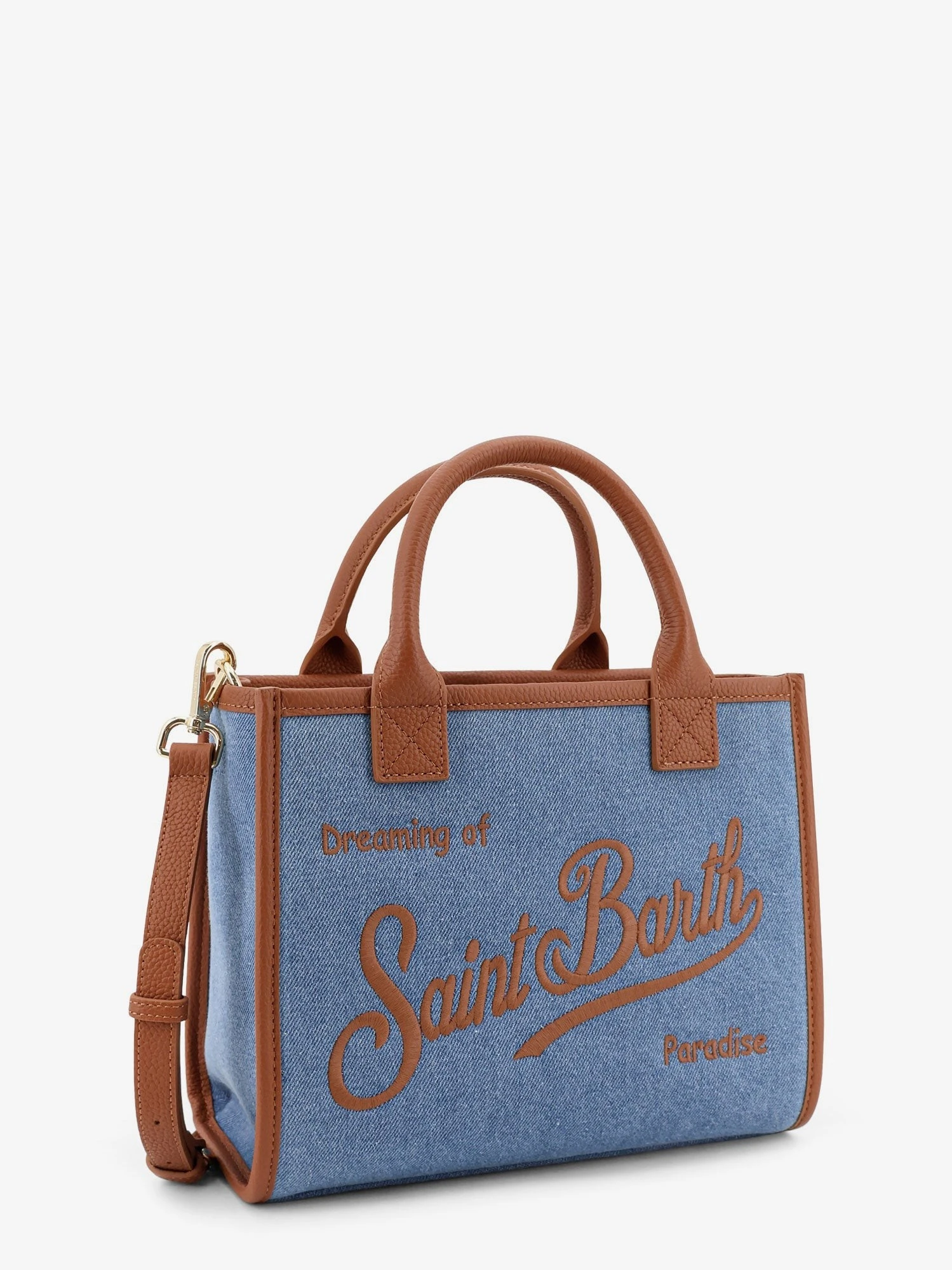 Vanity bag Midi denim crossbody bag with embroidered logo on the front.webp