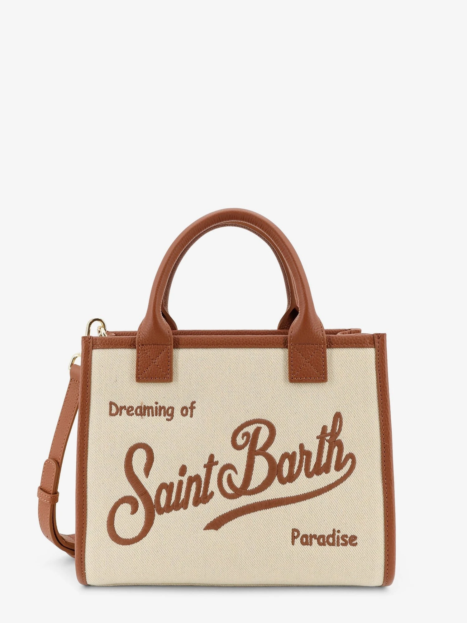 Midi canvas vanity bag with embroidered logo on the front.webp