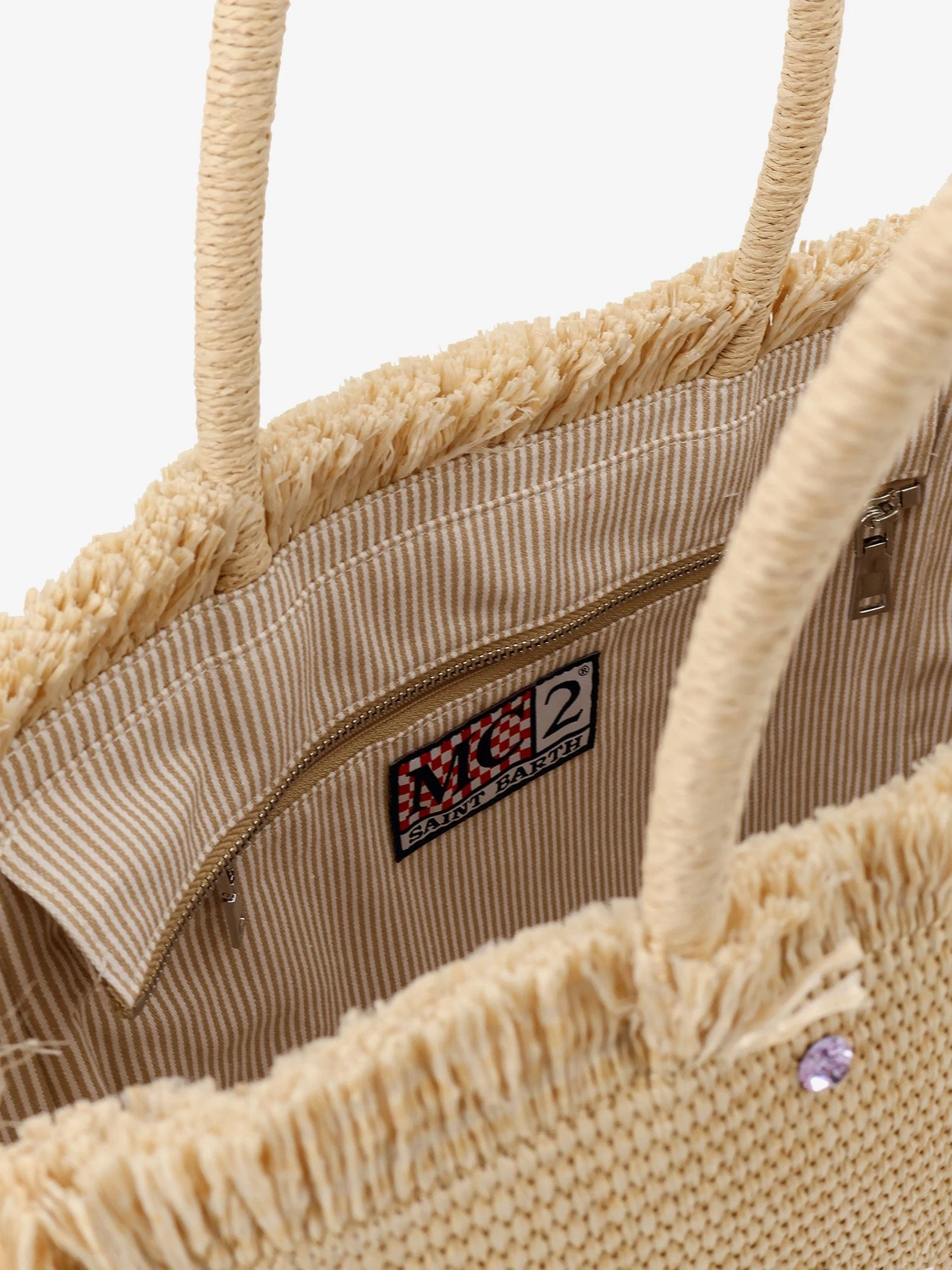 Vanity Straw raffia handbag with multicolored rhinestones.webp