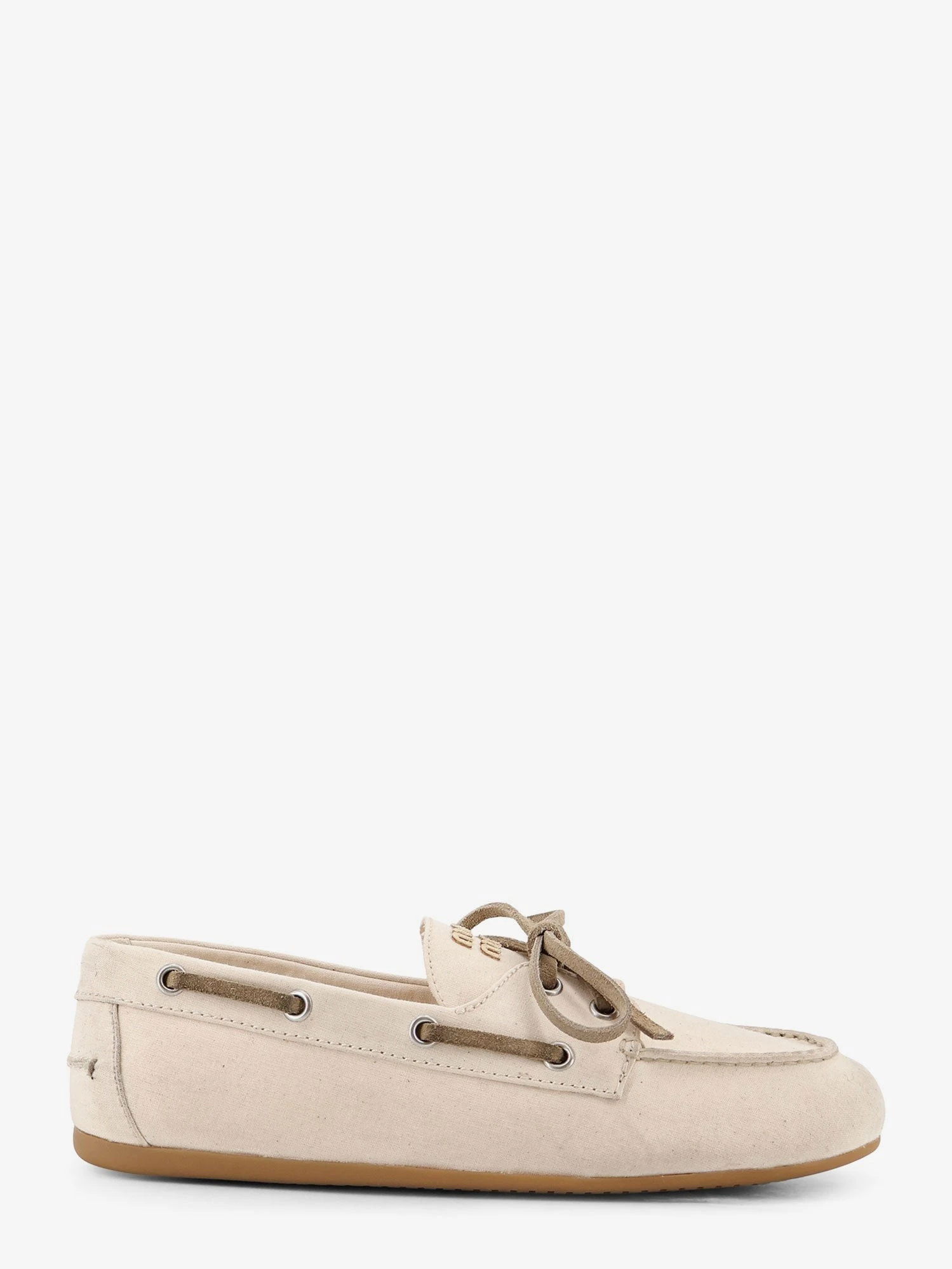 Fabric loafers with front lettering logo.webp