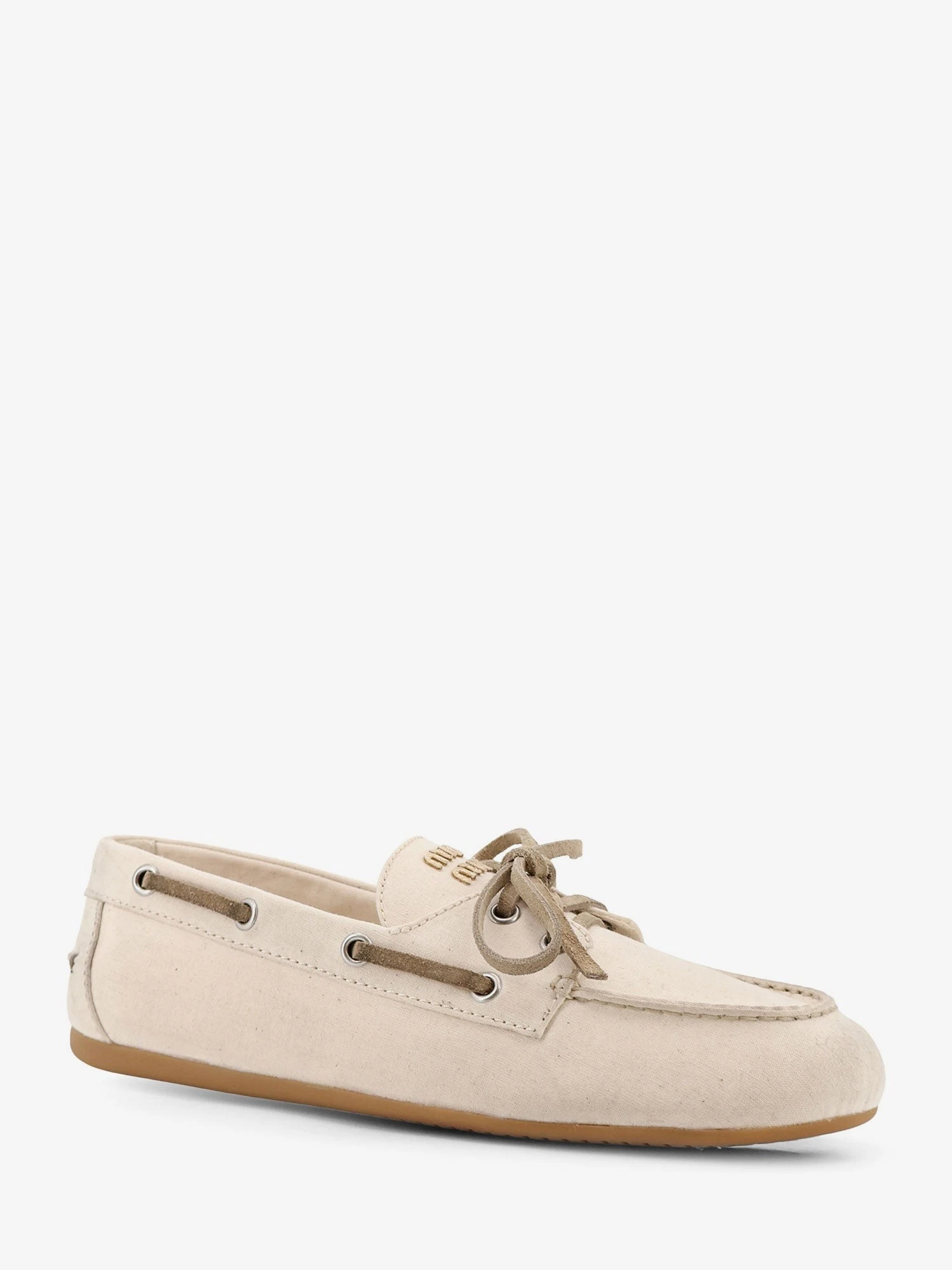 Fabric loafers with front lettering logo.webp