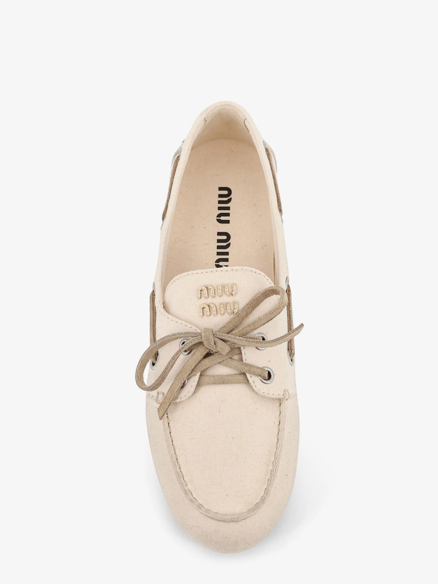 Fabric loafers with front lettering logo.webp