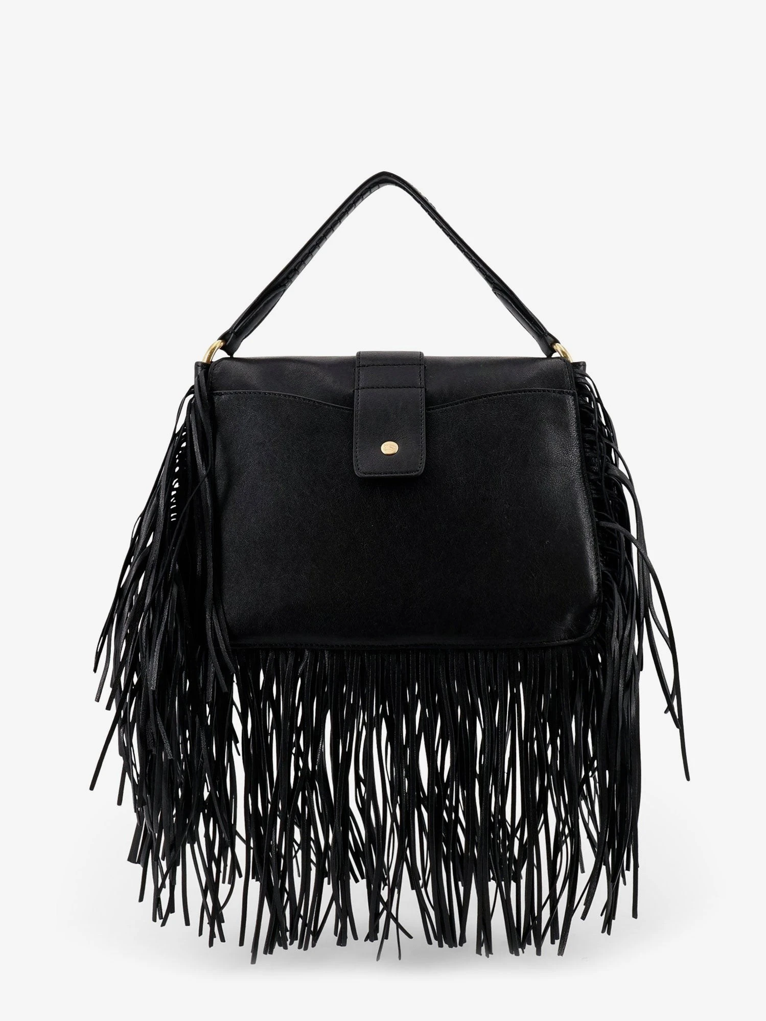 Rider leather shoulder bag with fringed edges.webp