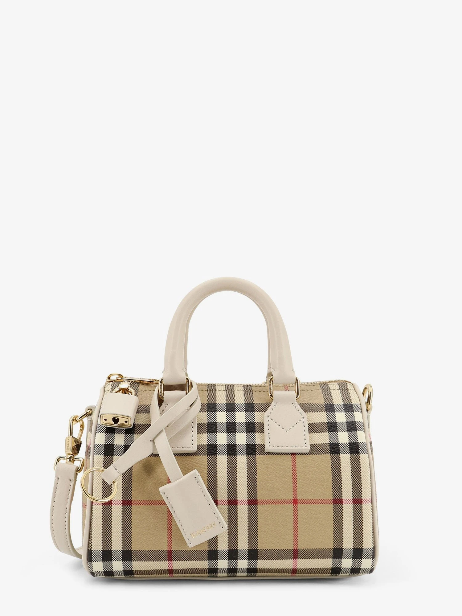 Bowling coated canvas crossbody bag with check motif.webp