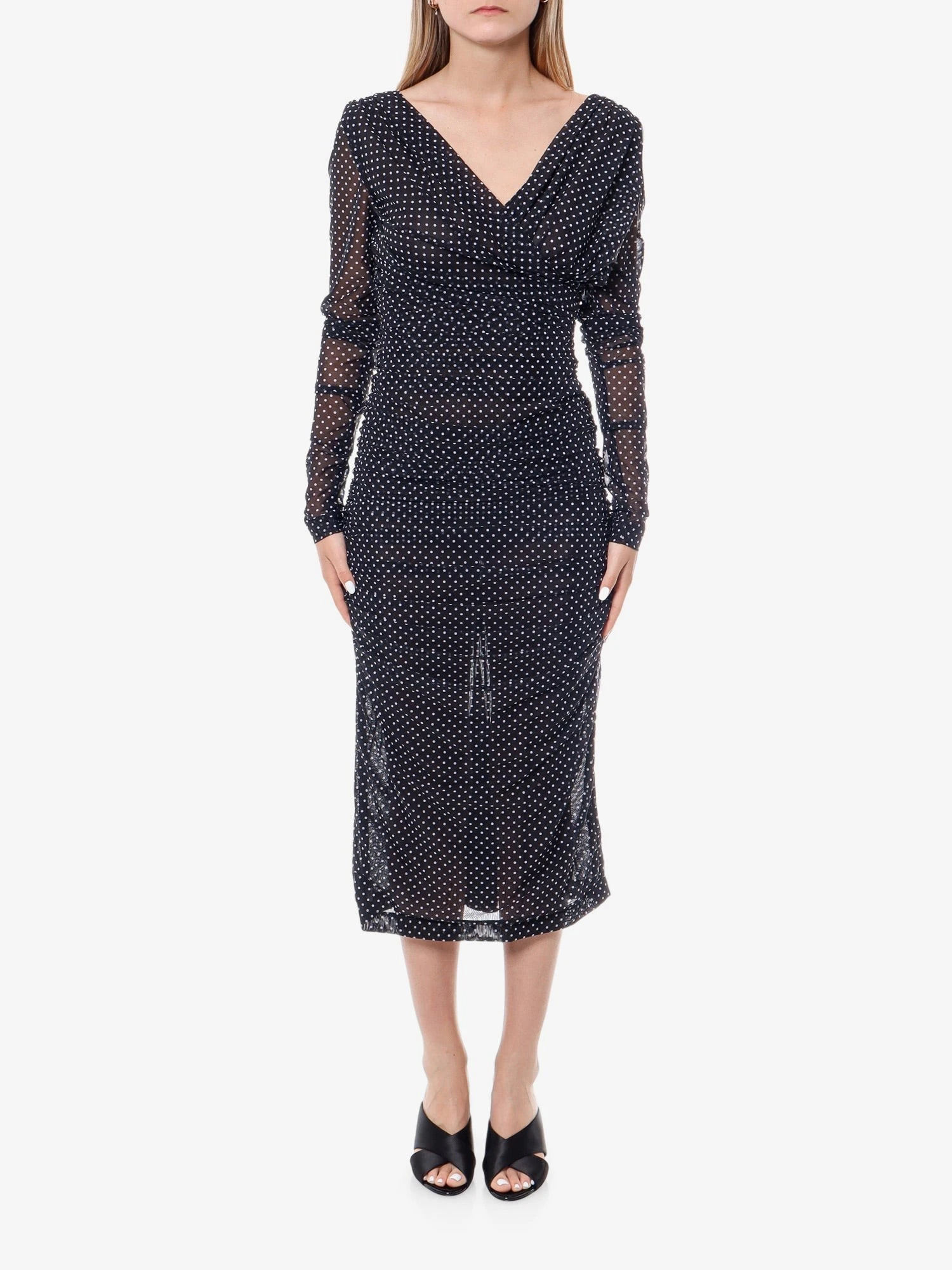 Polka-dots dress with drapery.webp