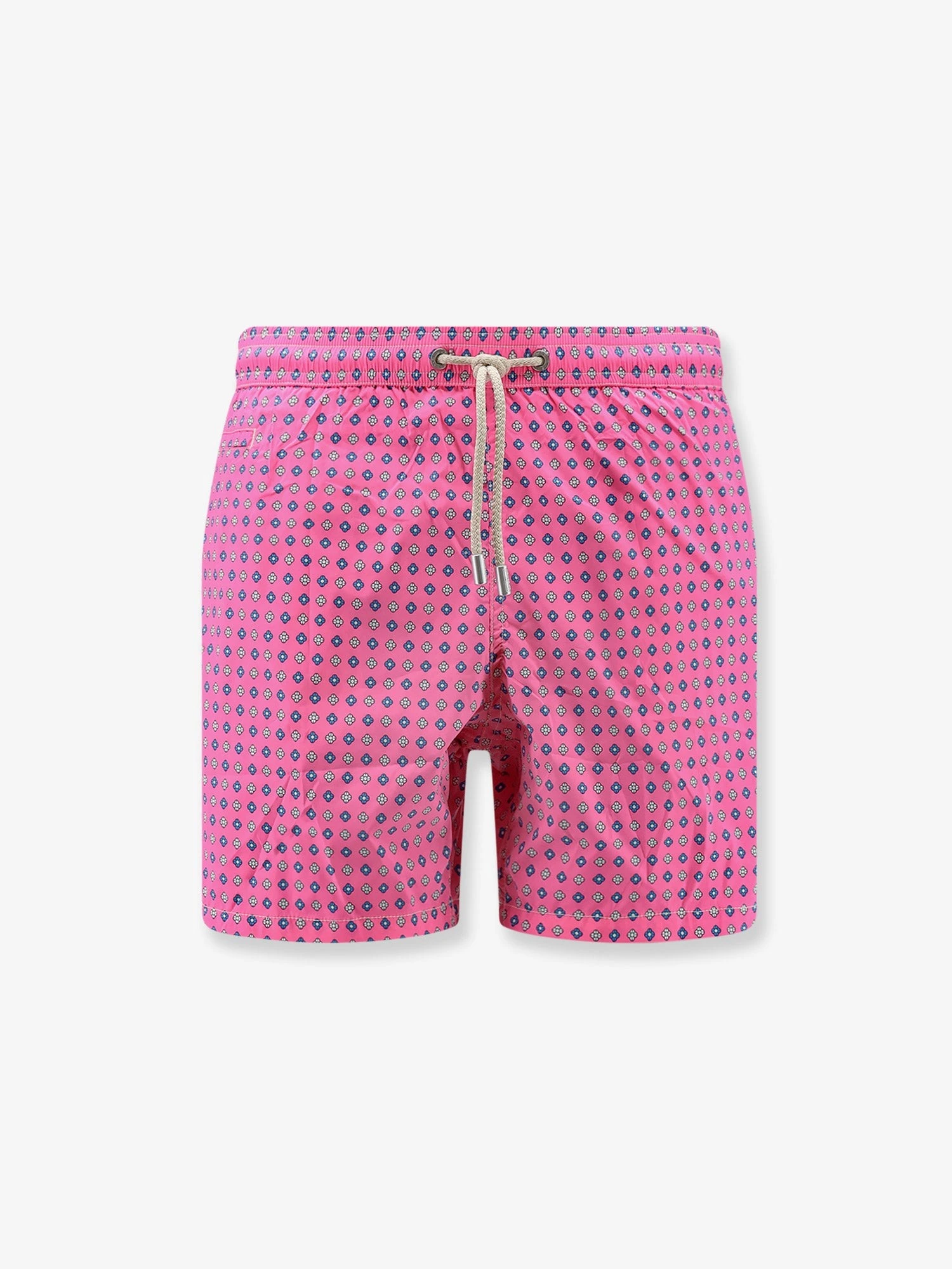 Nylon swim shorts with an all-over micro pattern.webp