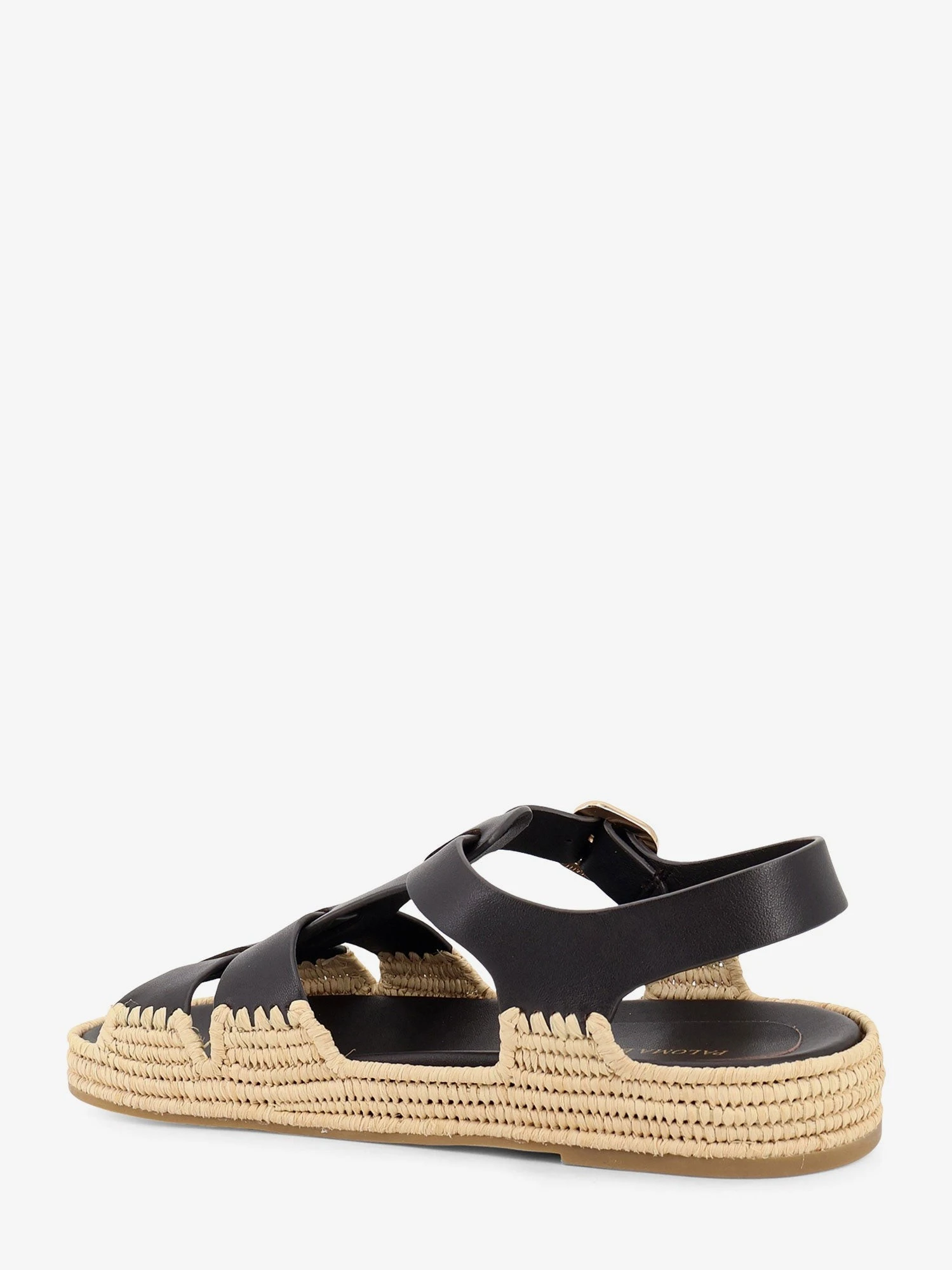 Yuka leather sandals with woven raffia sole.webp