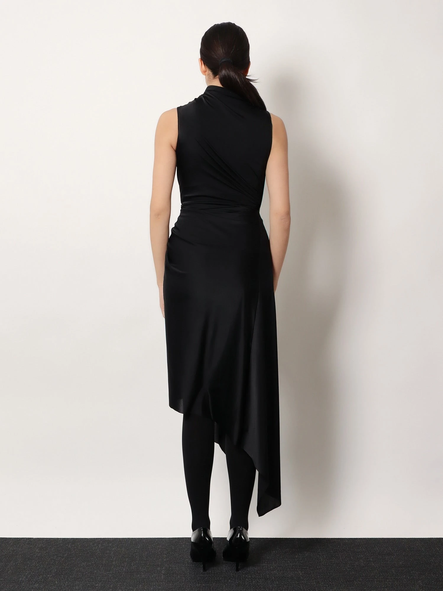 Stretch fabric long asymmetrical dress.webp