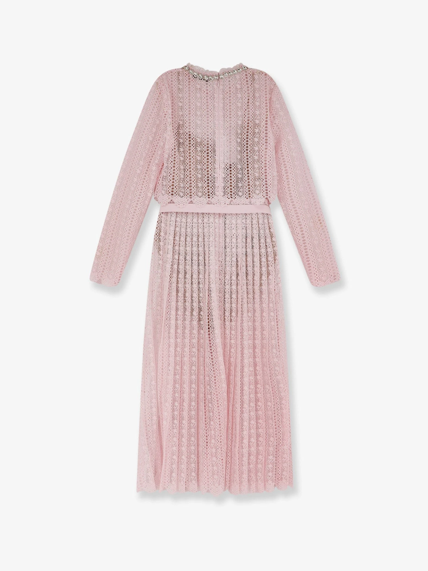 Lace long dress with belt.webp