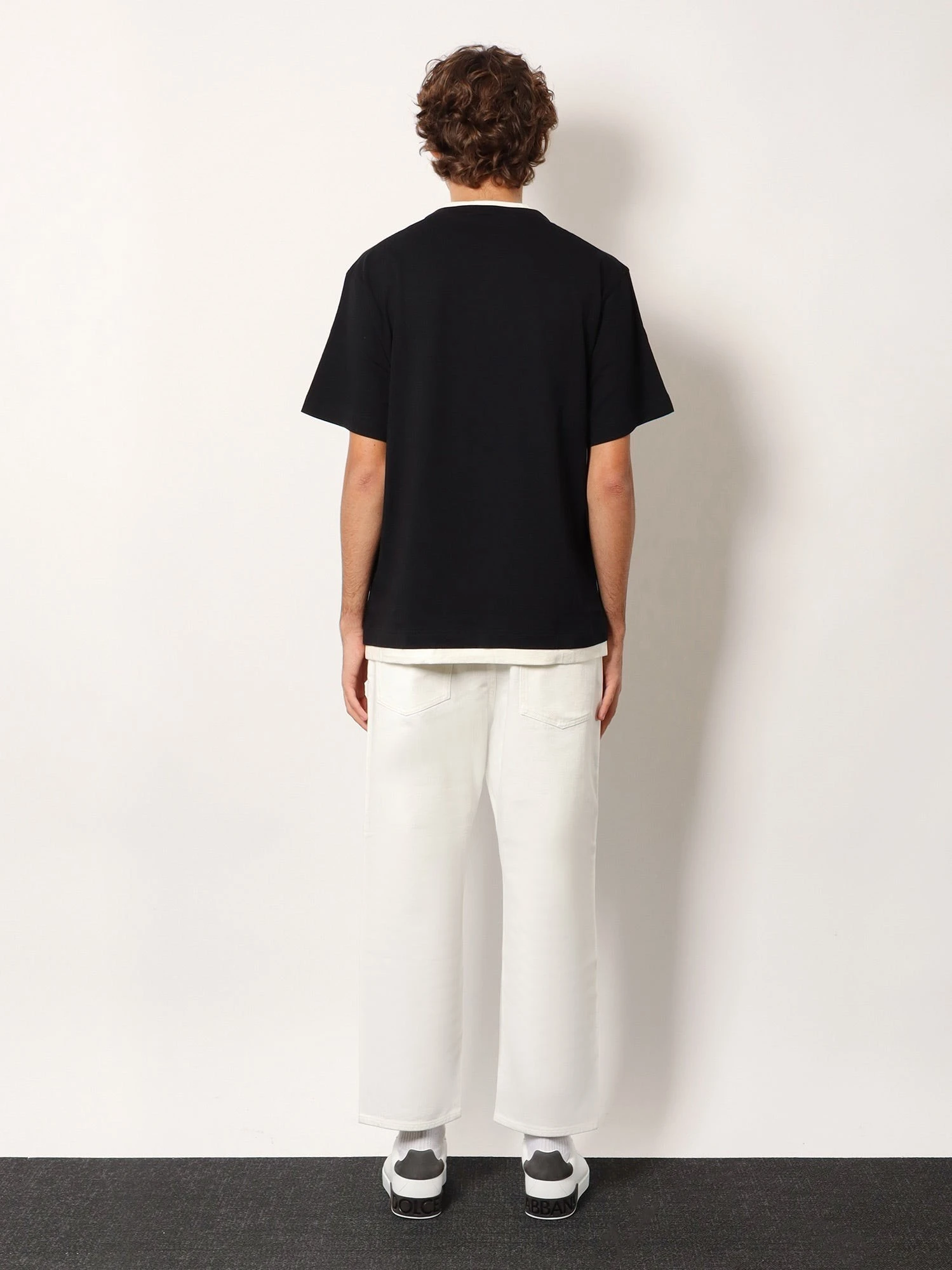 Cotton t-shirt with flocked logo print.webp