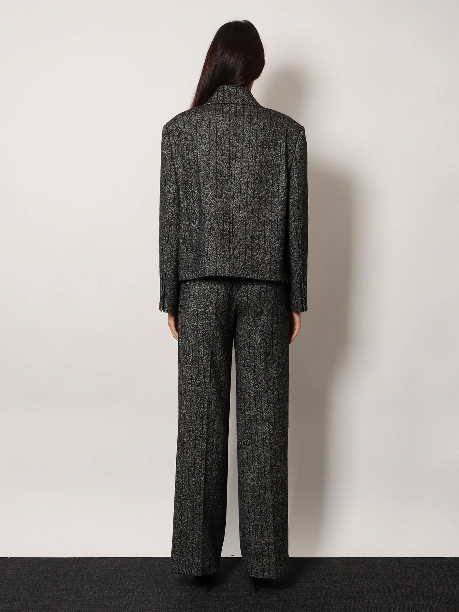 Wool blend striped double-breasted blazer.webp