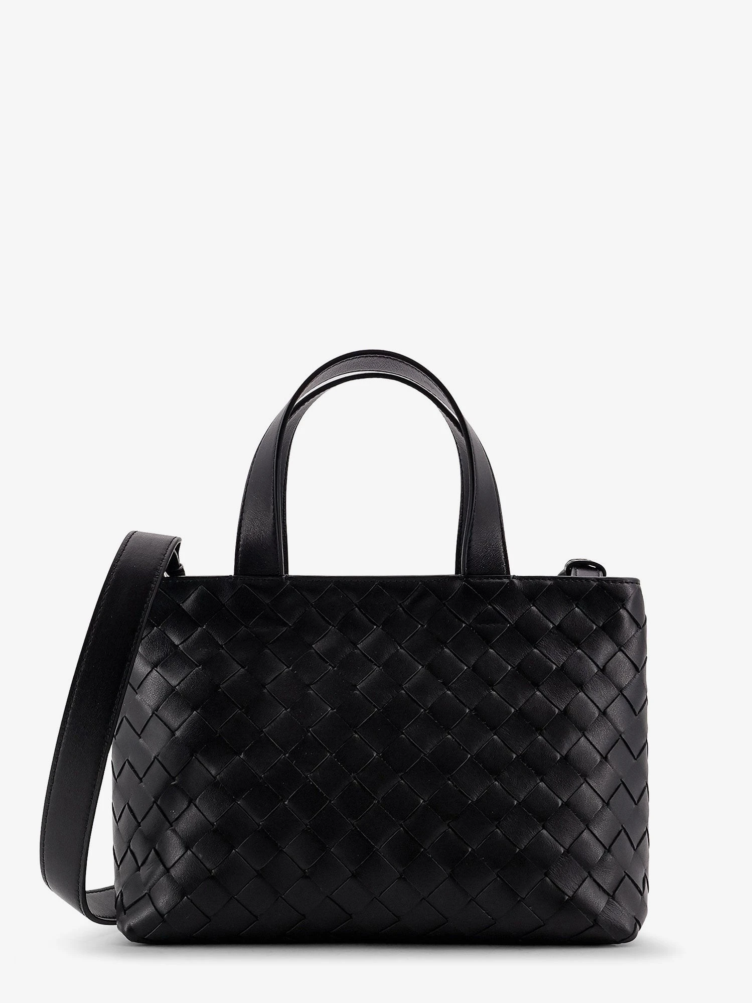 Leather crossbody bag with Intrecciato pattern.webp