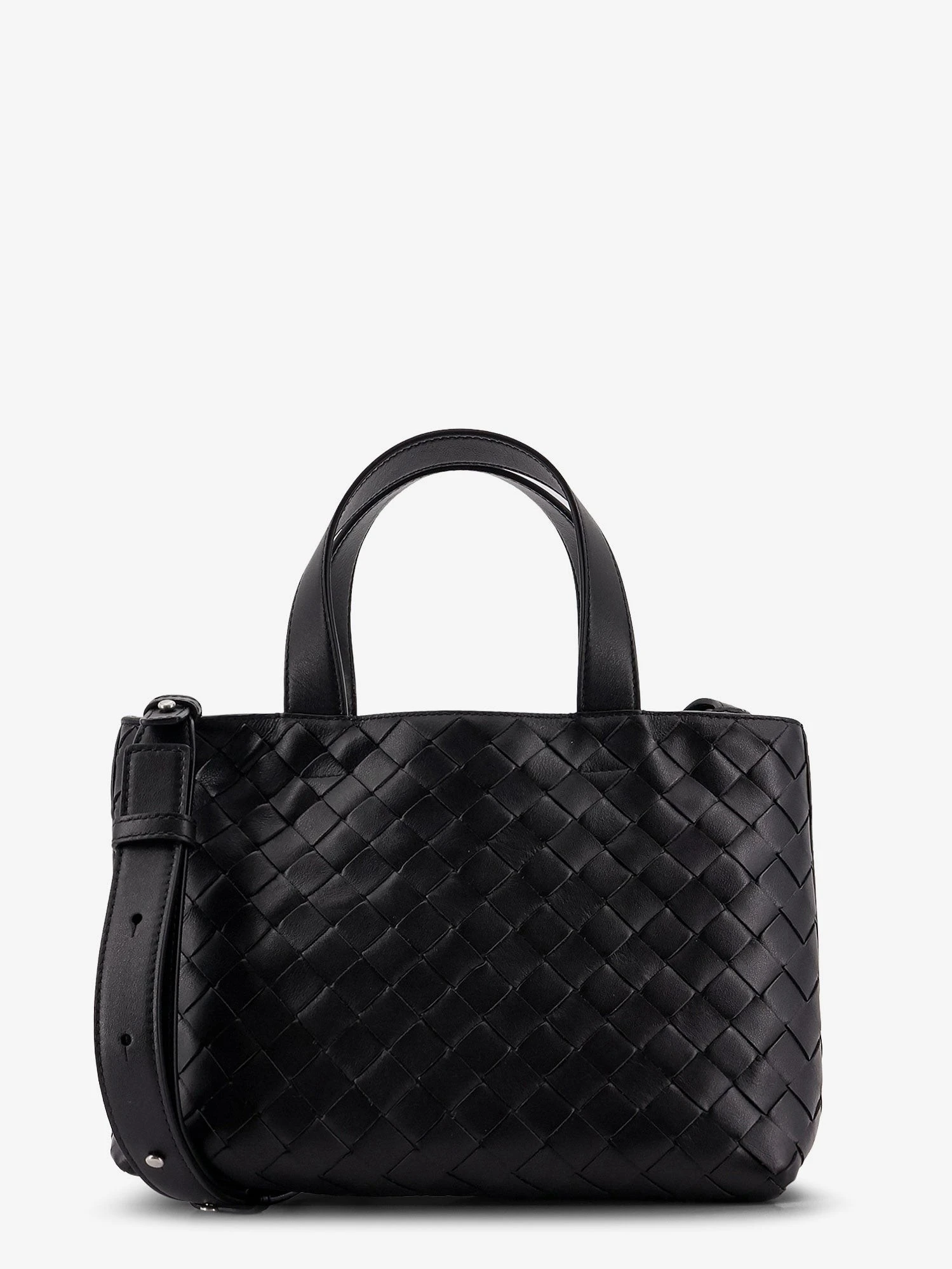 Leather crossbody bag with Intrecciato pattern.webp