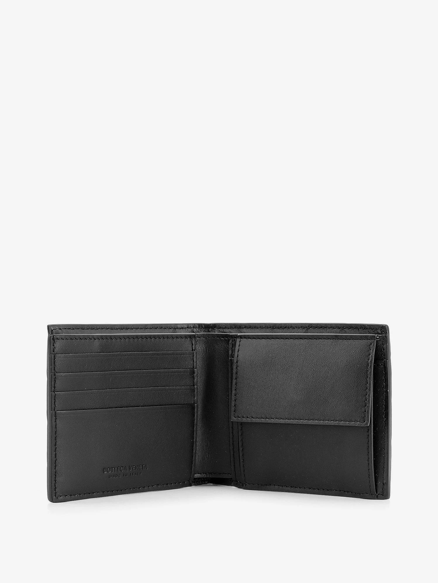 Leather wallet with Intrecciato motif.webp