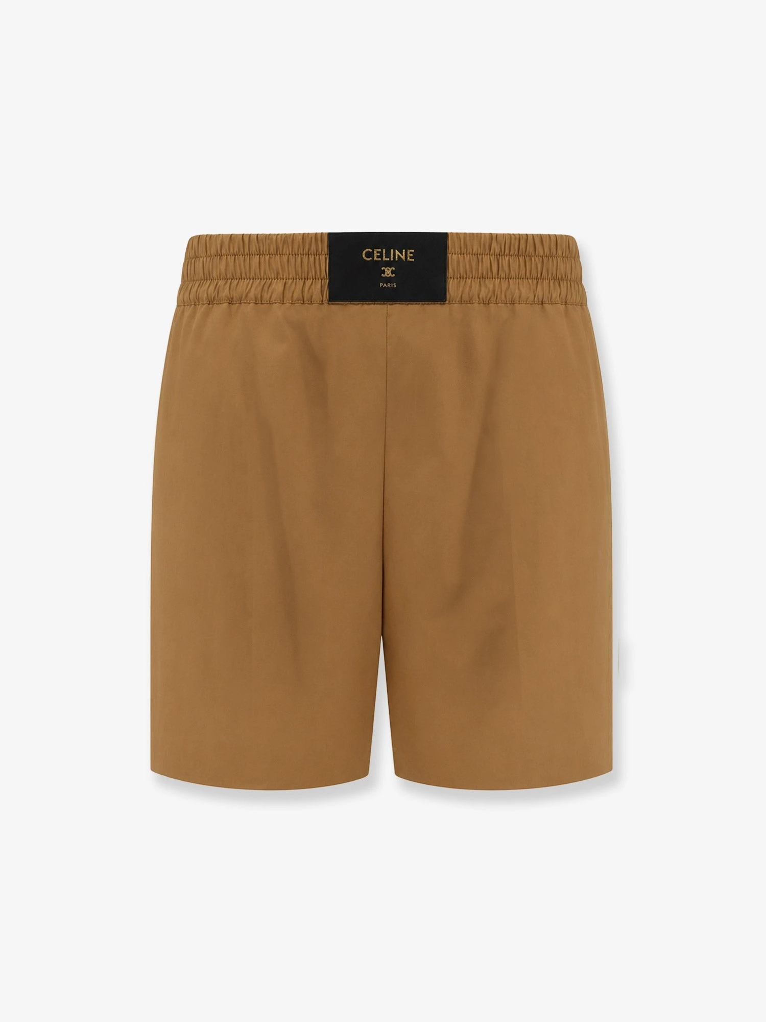 Cotton and linen shorts with Triomphe patch.webp