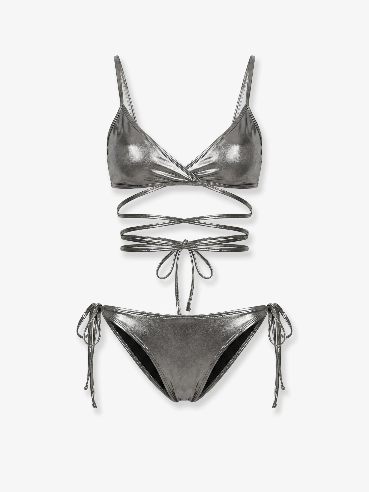 The Attico Il Primo Bagno lycra bikini with a metallic effect.webp