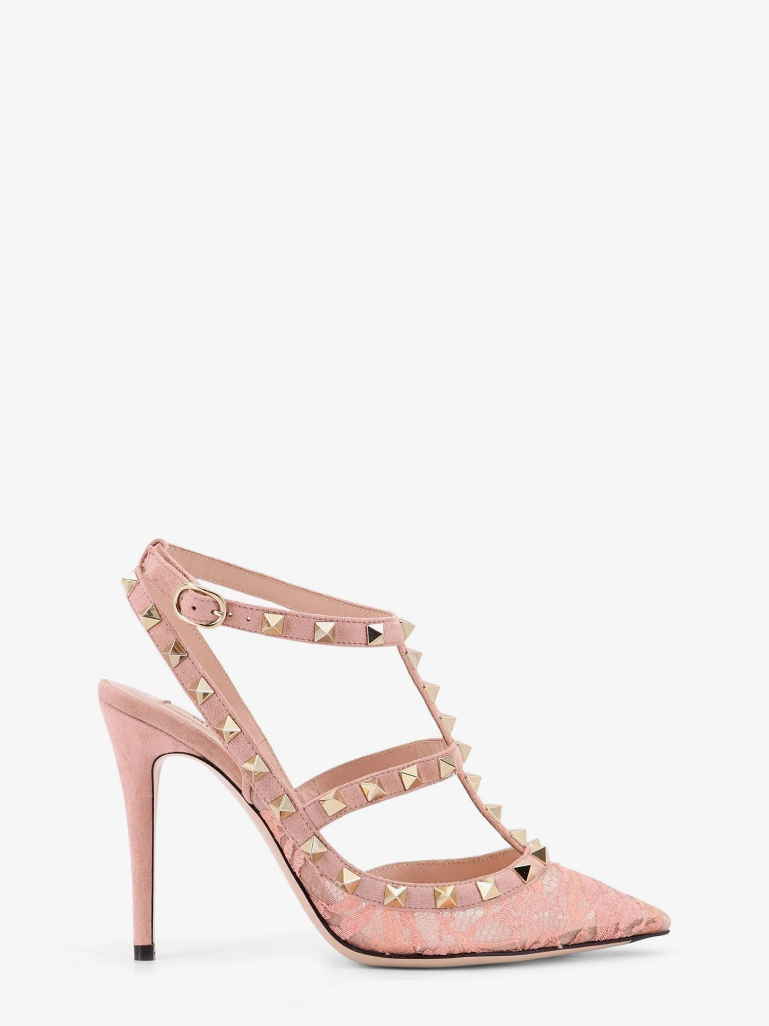 Rockstud suede and lace pumps.webp