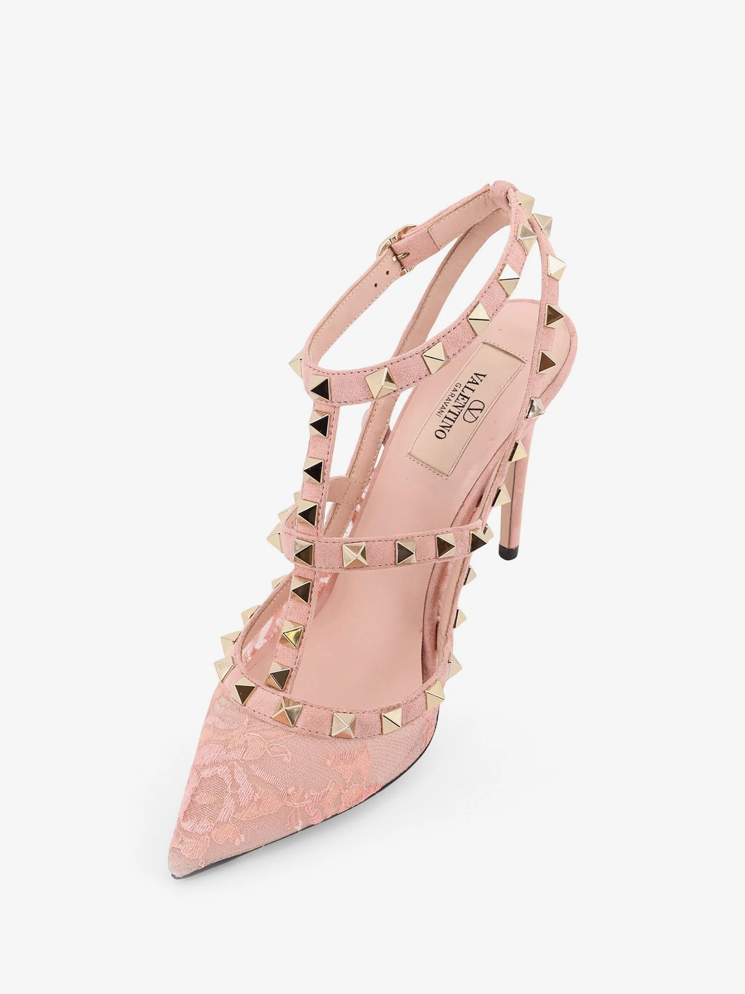 Rockstud suede and lace pumps.webp