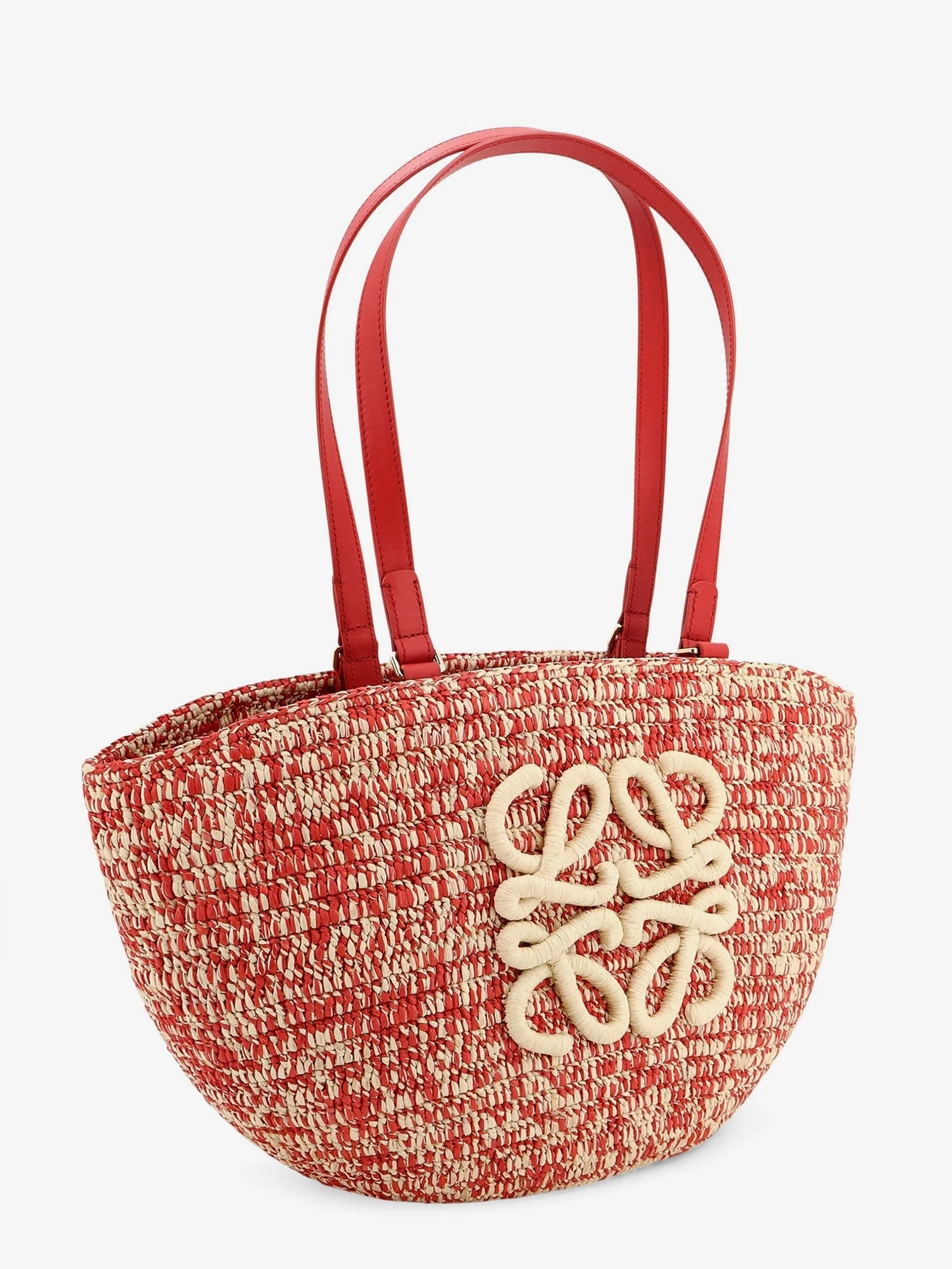 Paula's Ibiza -Medium Eclipse raffia and leather shoulder bag with 3D Anagram logo.webp