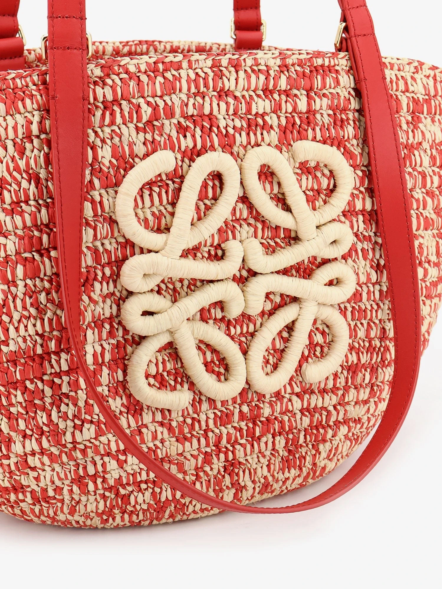 Paula's Ibiza -Medium Eclipse raffia and leather shoulder bag with 3D Anagram logo.webp
