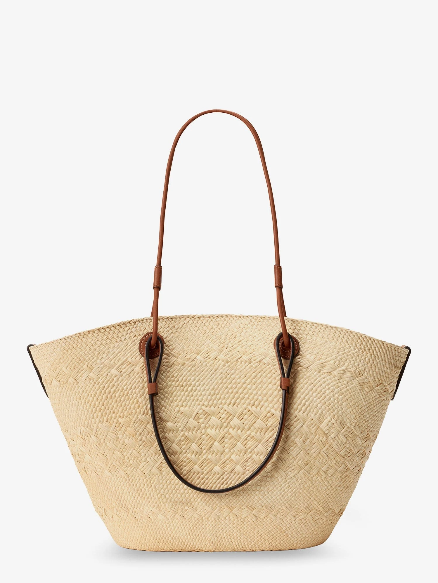 Paula's Ibiza -Anagram raffia and leather shoulder bag.webp