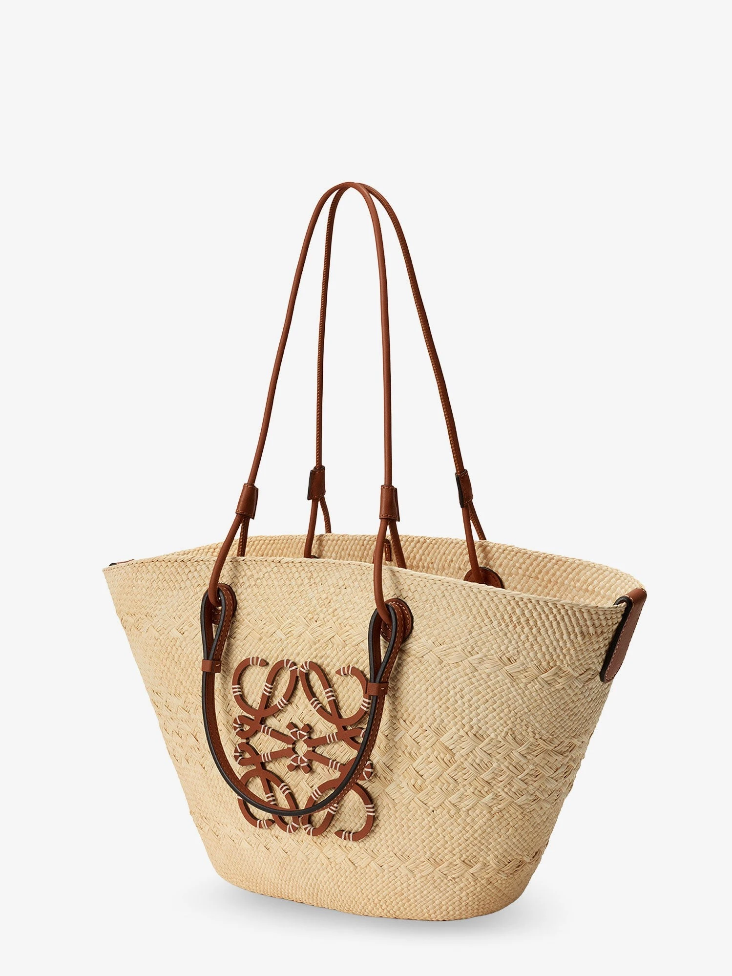 Paula's Ibiza -Anagram raffia and leather shoulder bag.webp