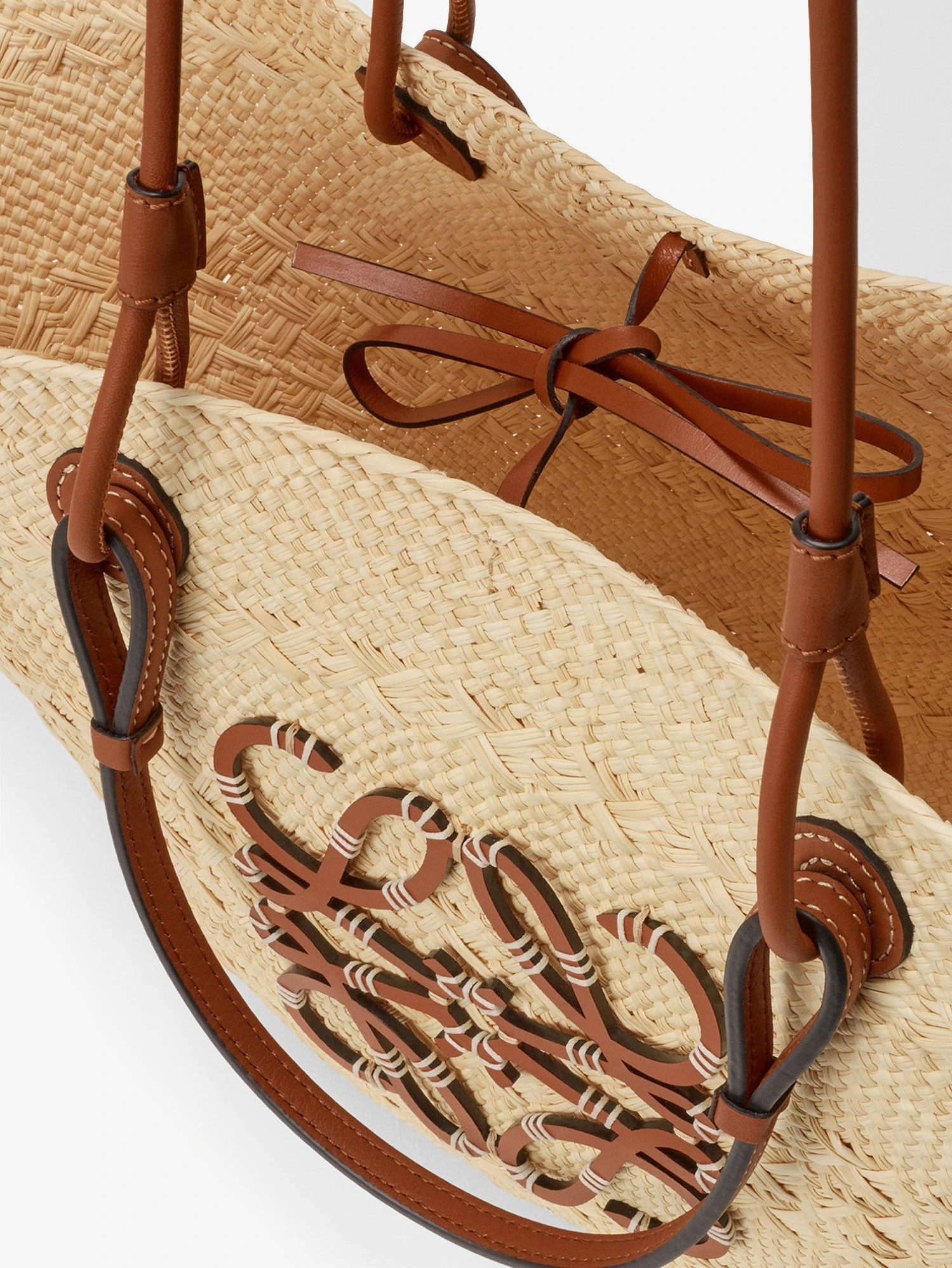 Paula's Ibiza -Anagram raffia and leather shoulder bag.webp