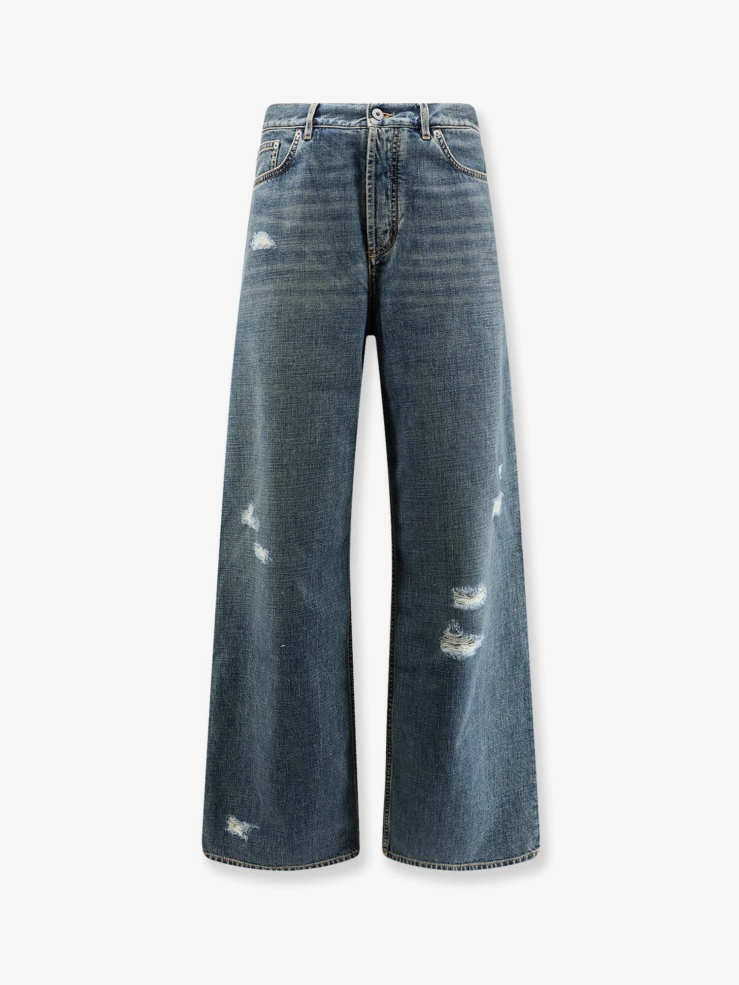Destroyed-effect blue denim jeans.webp