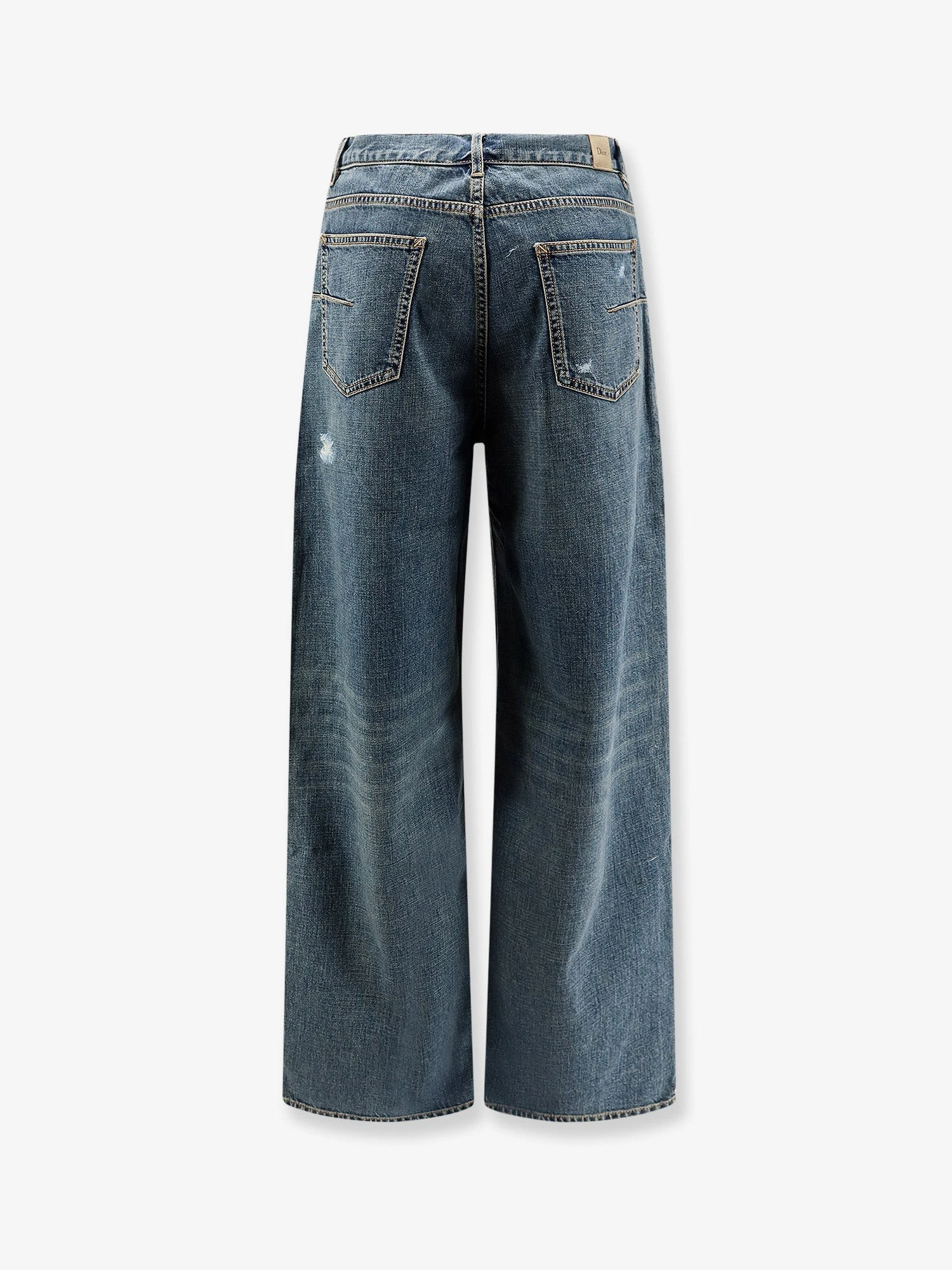 Destroyed-effect blue denim jeans.webp