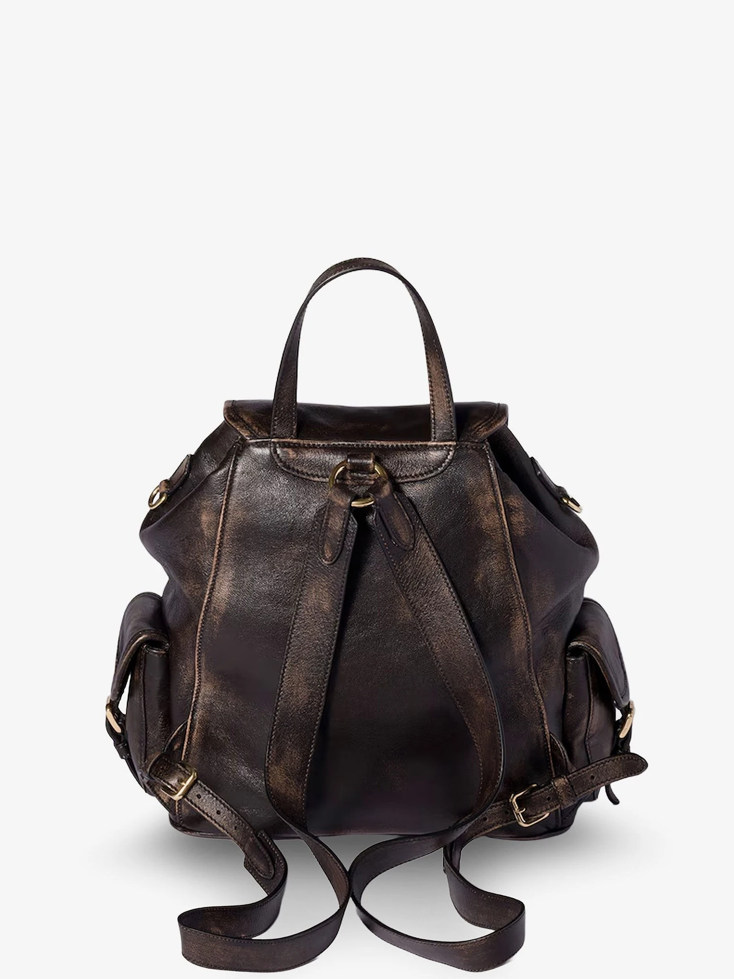 Leather backpack with a vintage effect.webp