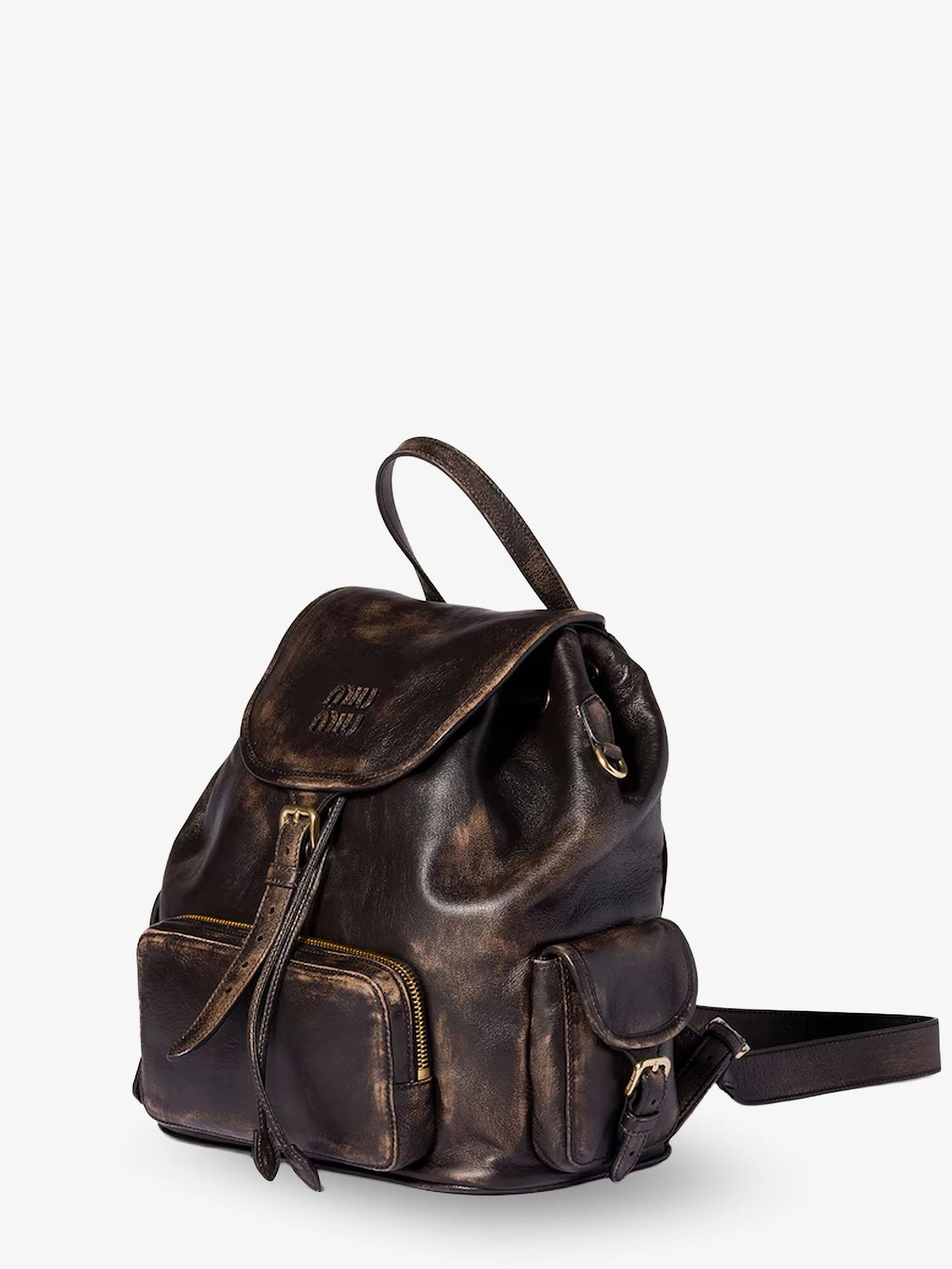 Leather backpack with a vintage effect.webp