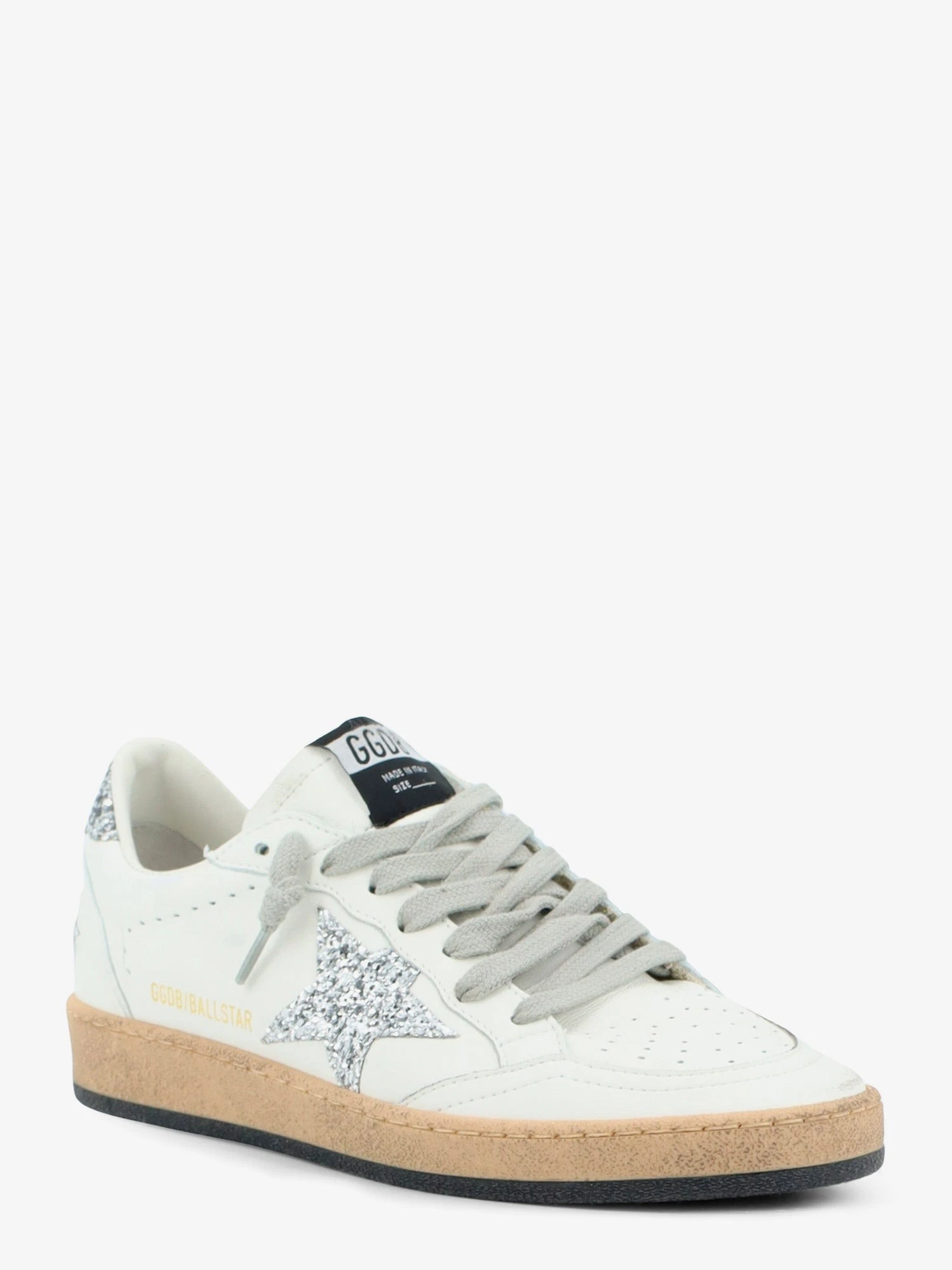 Ballstar leather sneakers with iconic glitter logo on the side.webp
