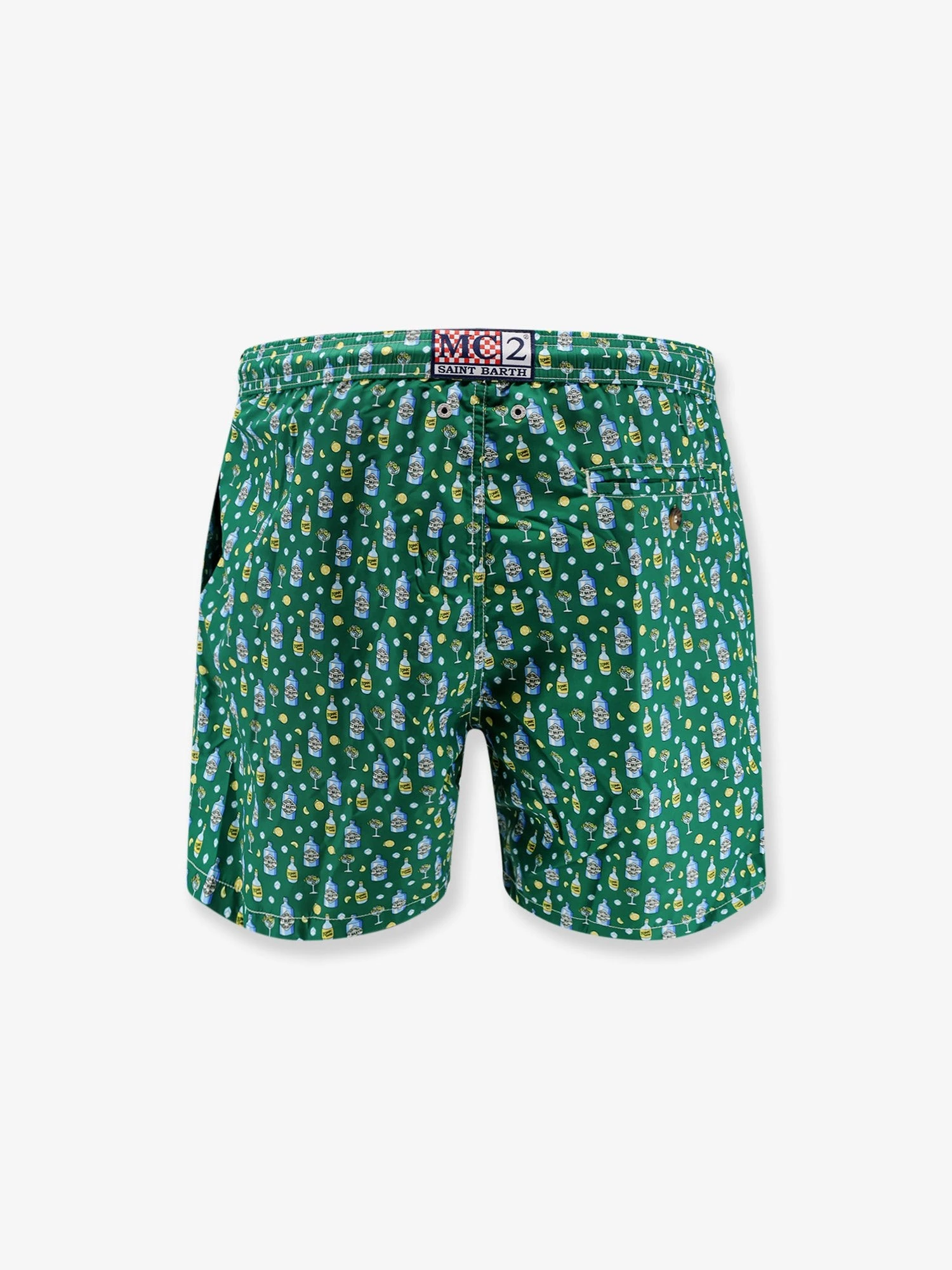 Nylon swim trunks with all-over Tonic Water print.webp