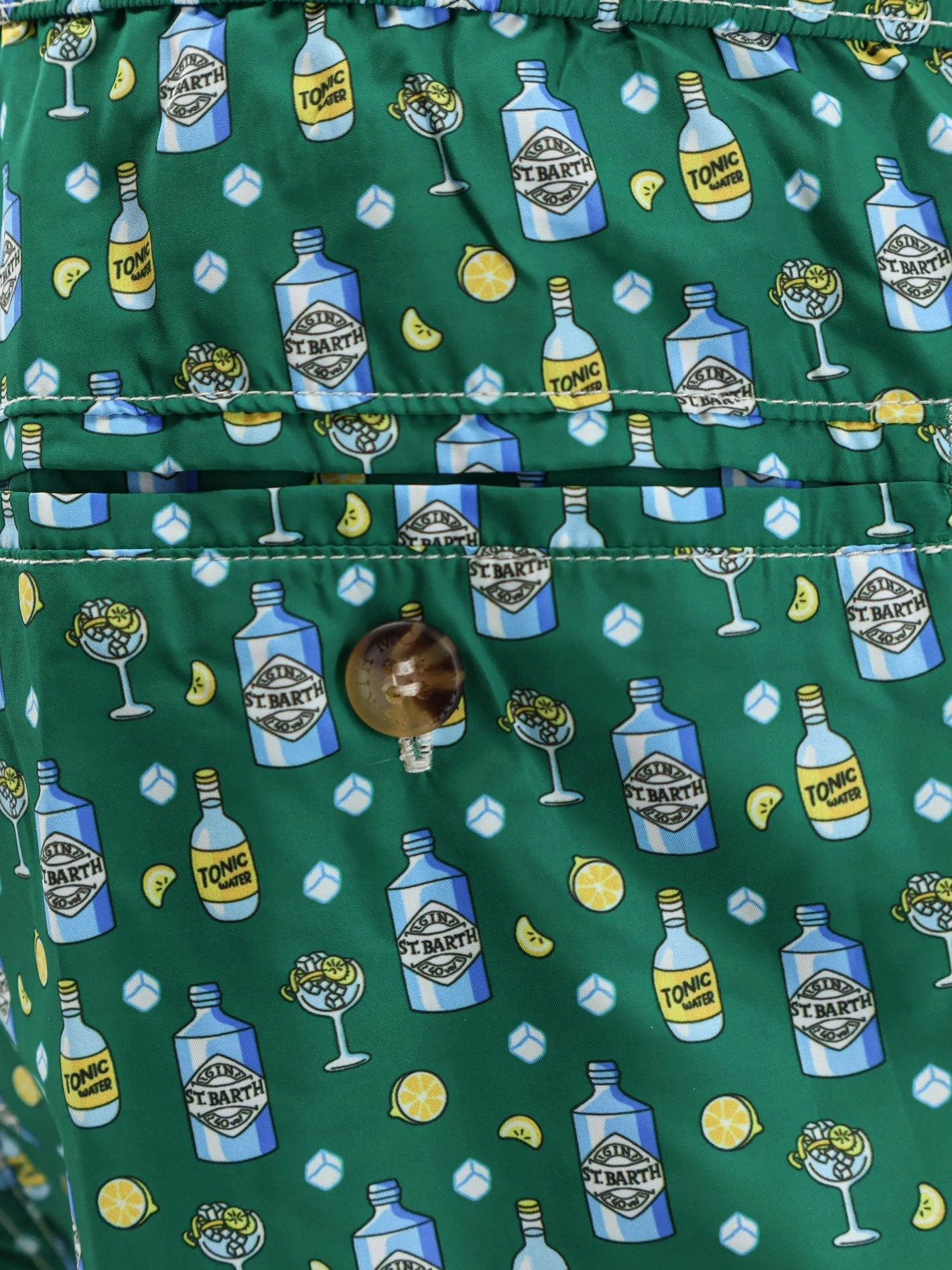Nylon swim trunks with all-over Tonic Water print.webp