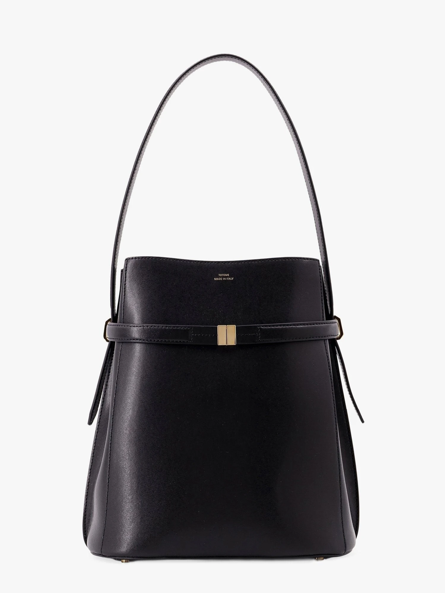 Belted leather bucket bag.webp