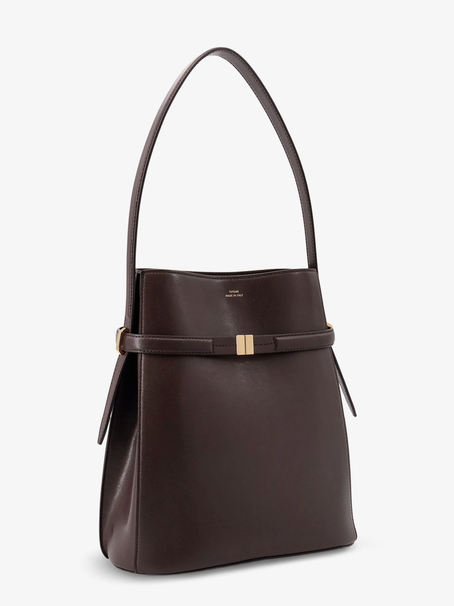 Belted leather bucket bag.webp