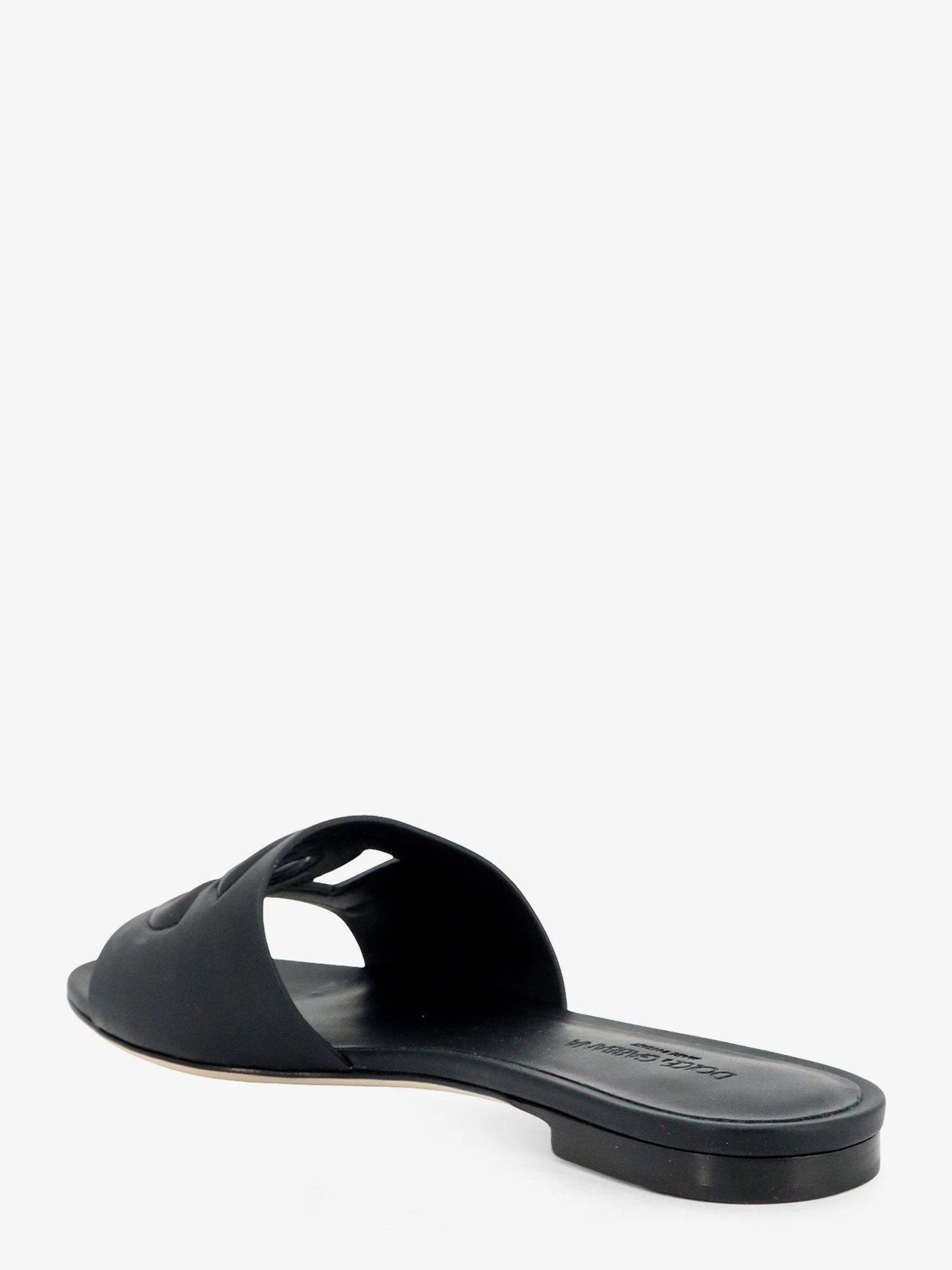 Leather sandals with DG Millennials logo.webp