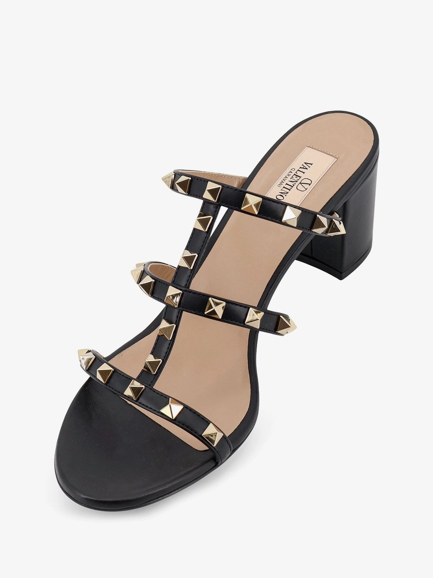 Rockstud leather sandals with iconic side studs.webp