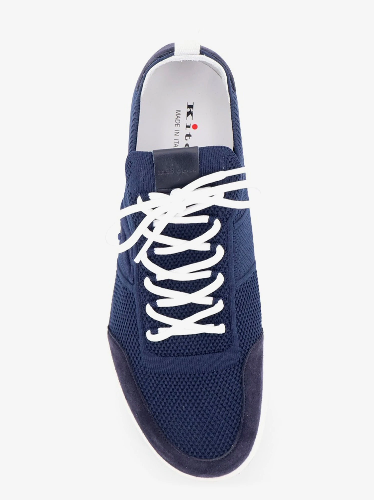Knitted fabric sneakers with suede inserts.webp