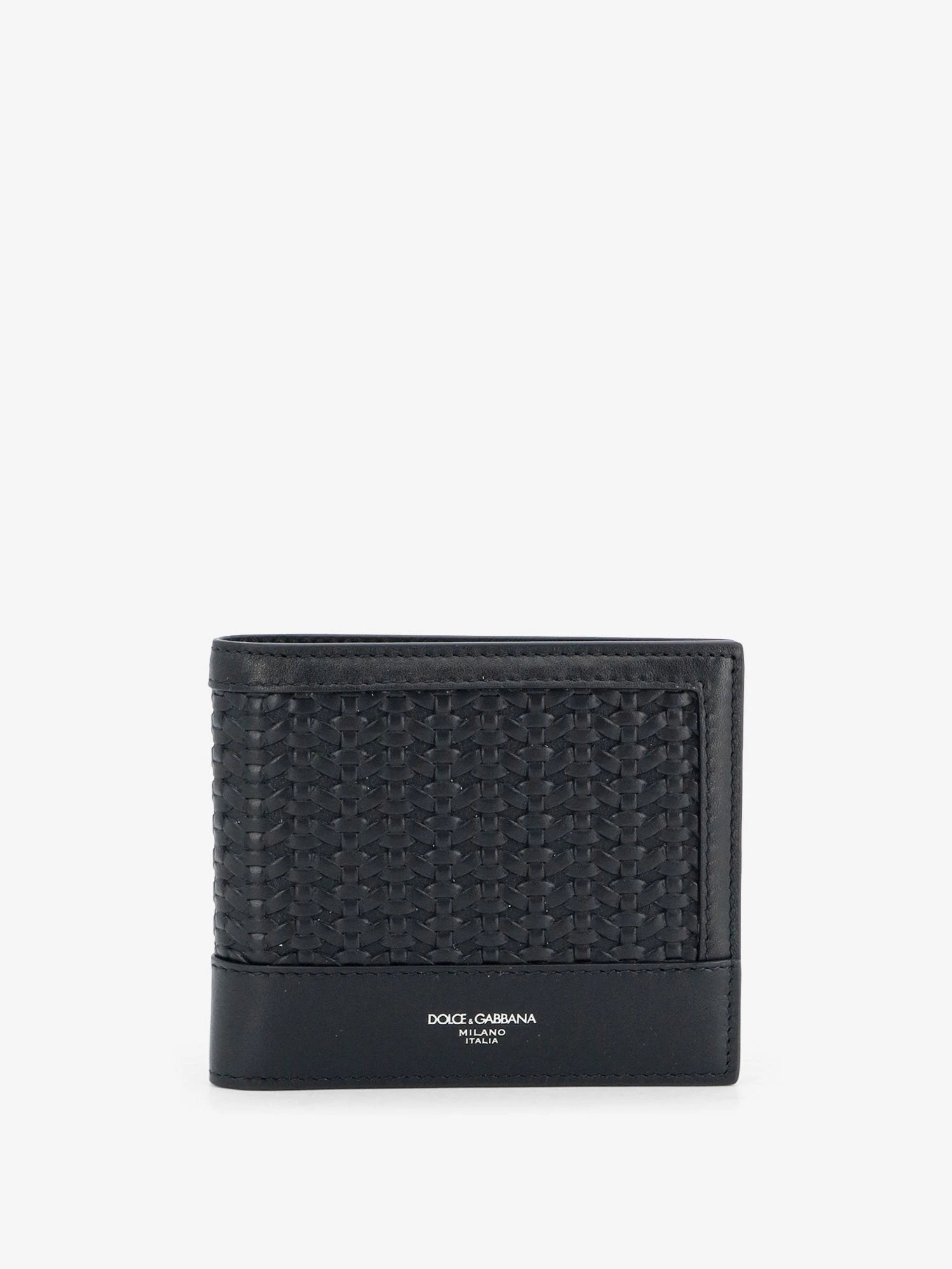 Leather wallet with woven pattern.webp