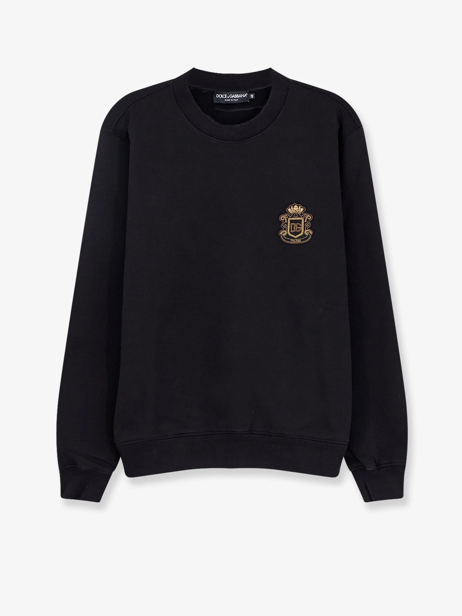 Cotton sweatshirt with heraldic logo patch.webp