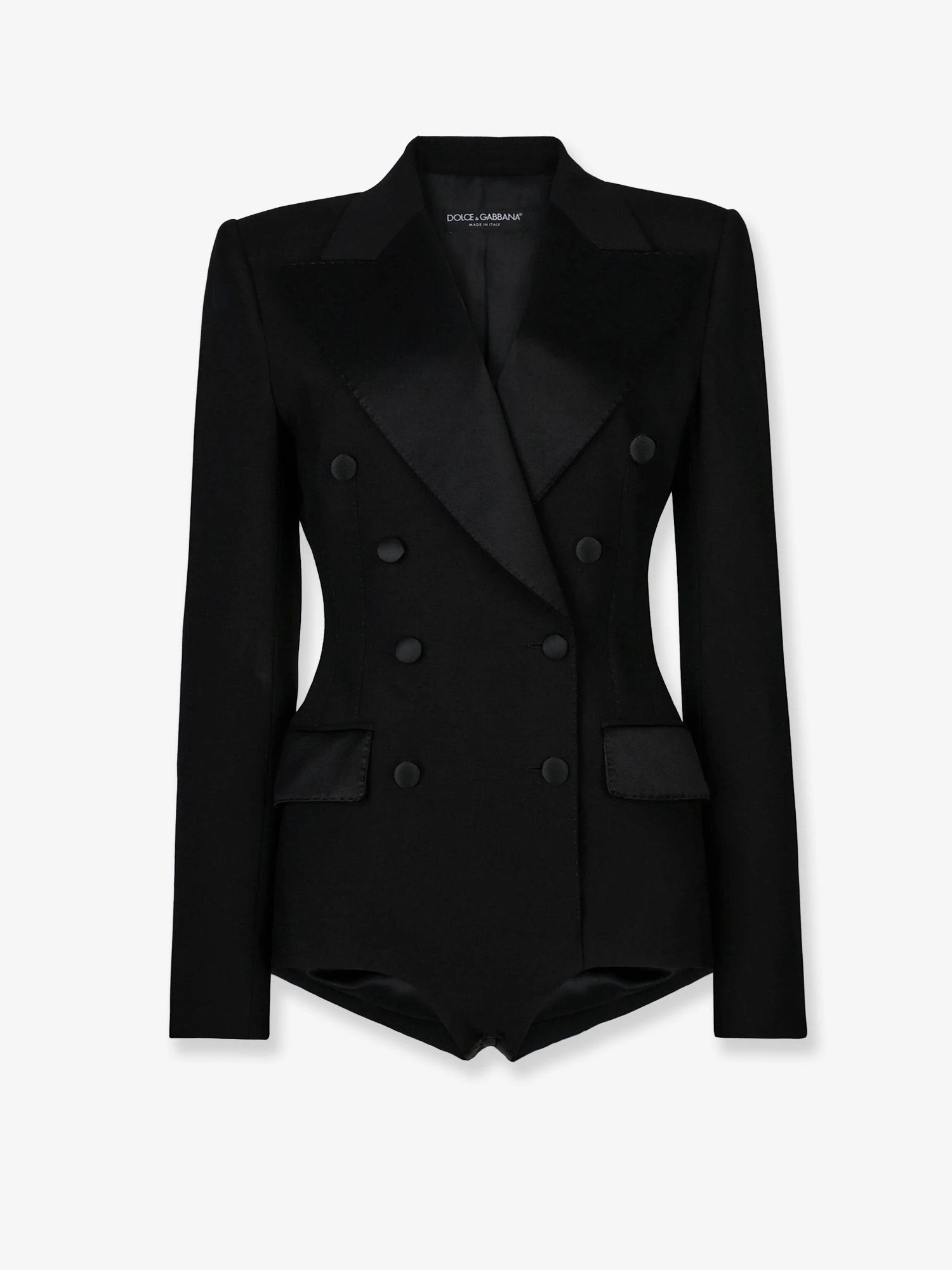 Virgin wool blend Tuxedo blazer with body detail.webp