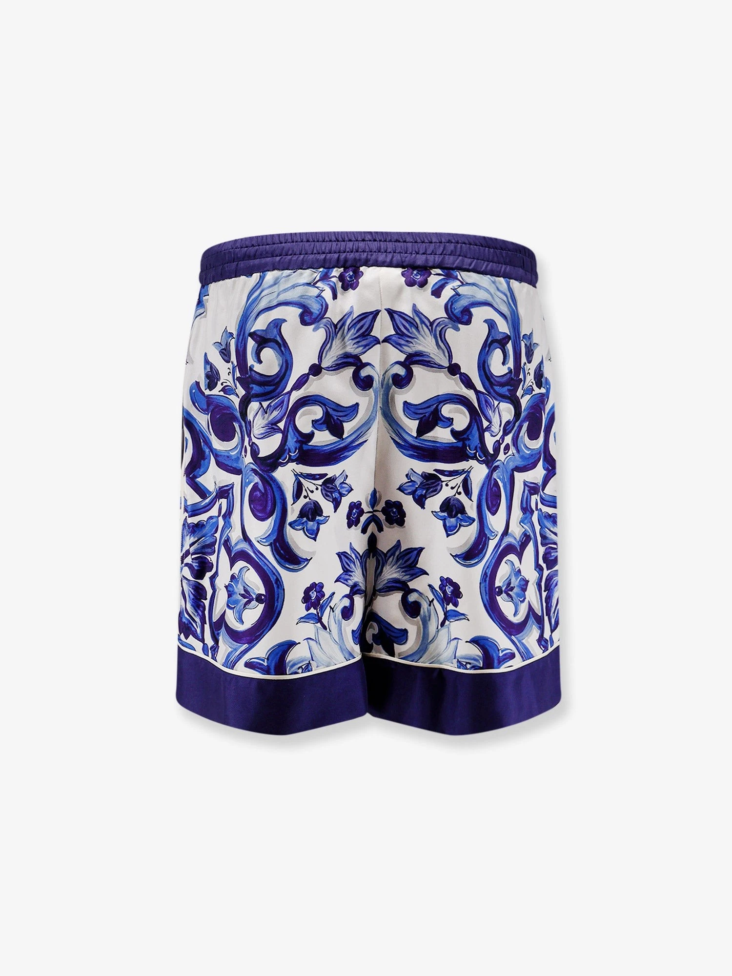 Silk shorts with Maiolica print.webp