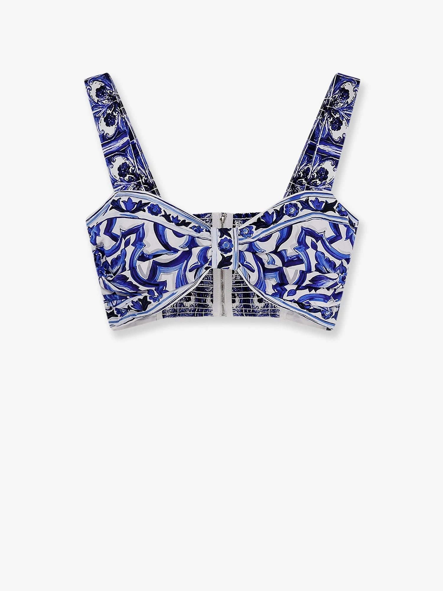 Cropped cotton top with Maiolica print.webp